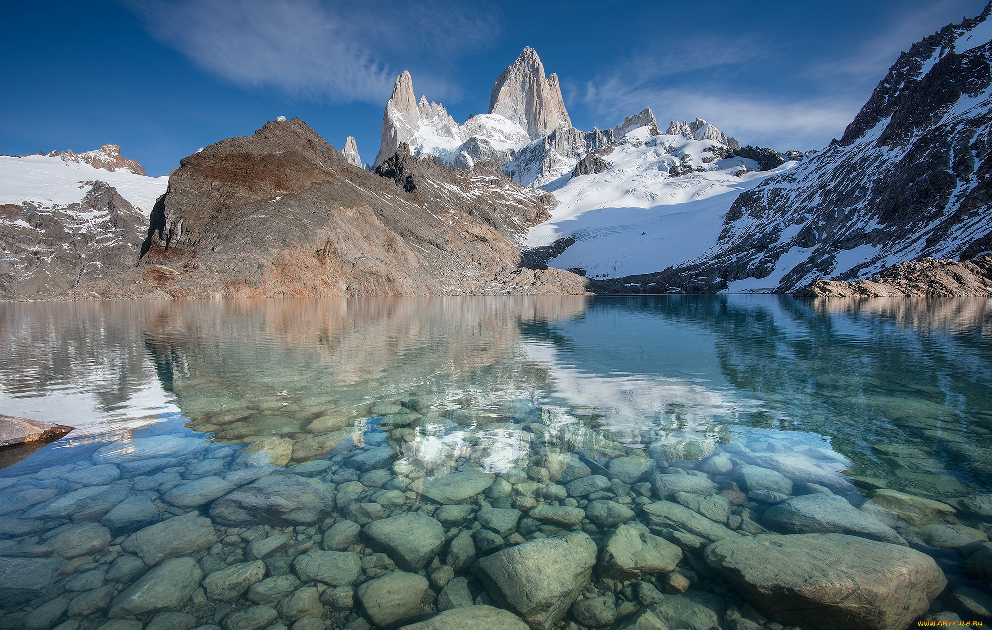 природа, горы, lago, de, los, tres, argentina