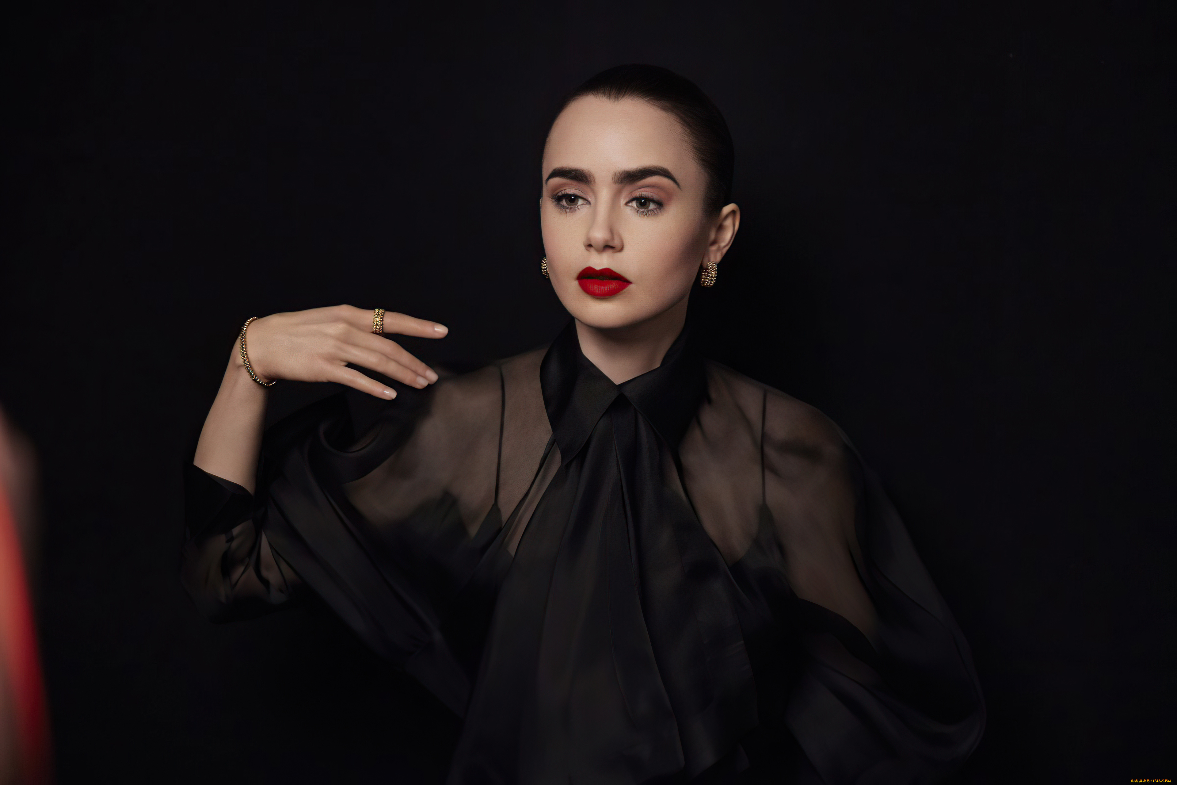 девушки, lily, collins, брюнетка, наряд