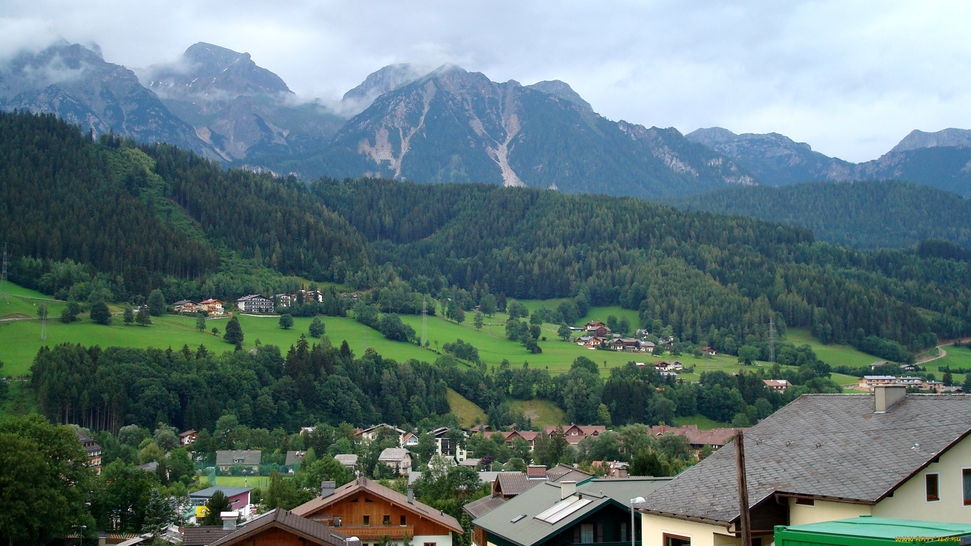 austria, города, пейзажи, горы, дома