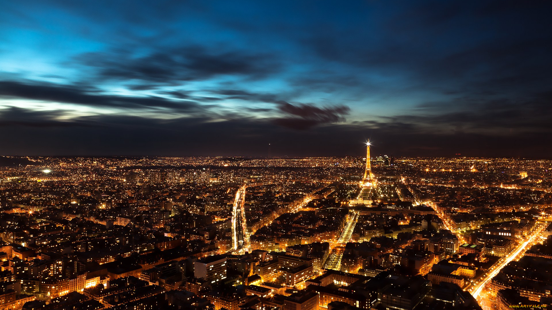 paris, night, sky, города, париж, франция, башня, эйфеля, огни, небо, ночь
