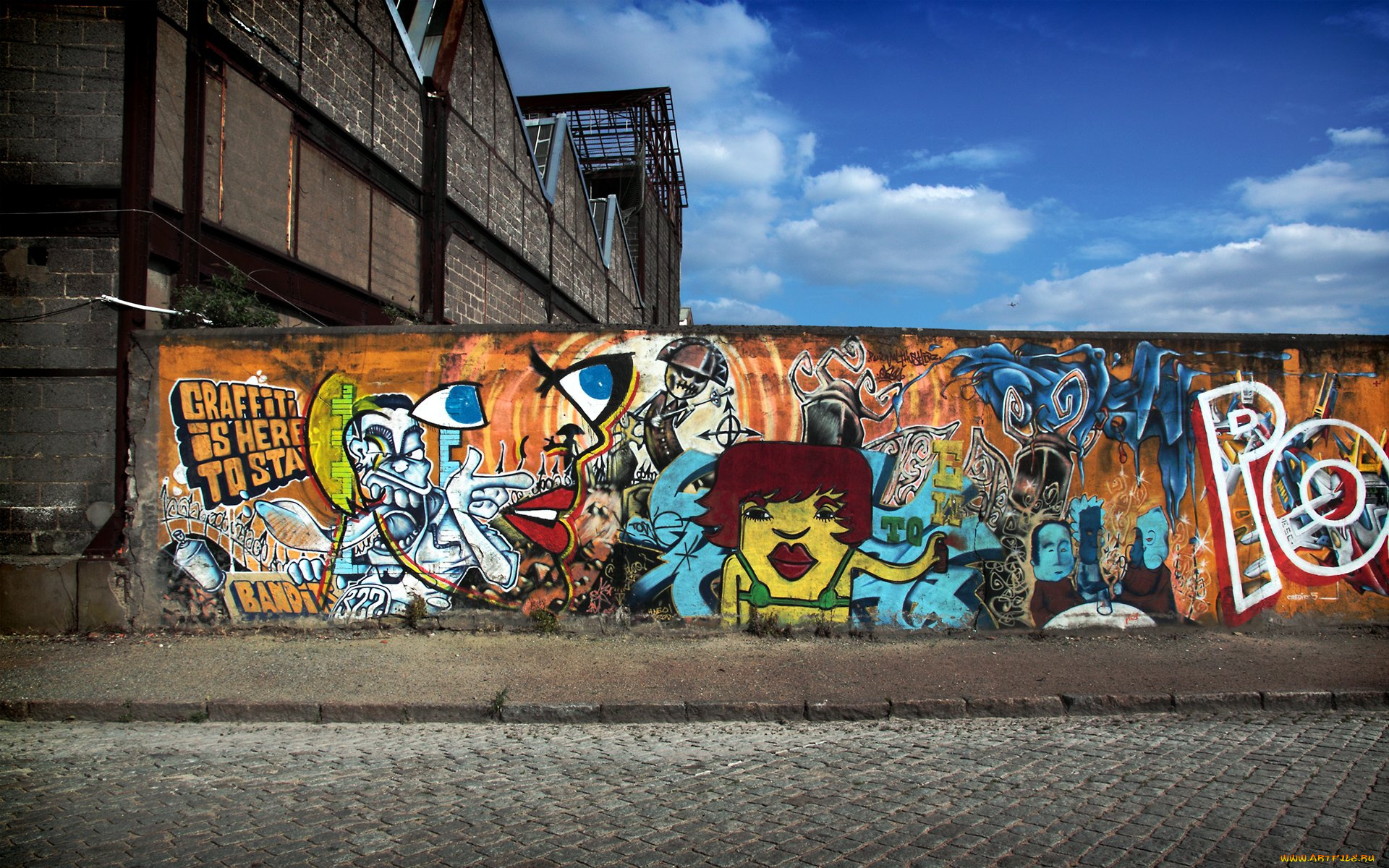 graffiti, is, here, to, stay, разное, граффити, рисунки, забор, здание