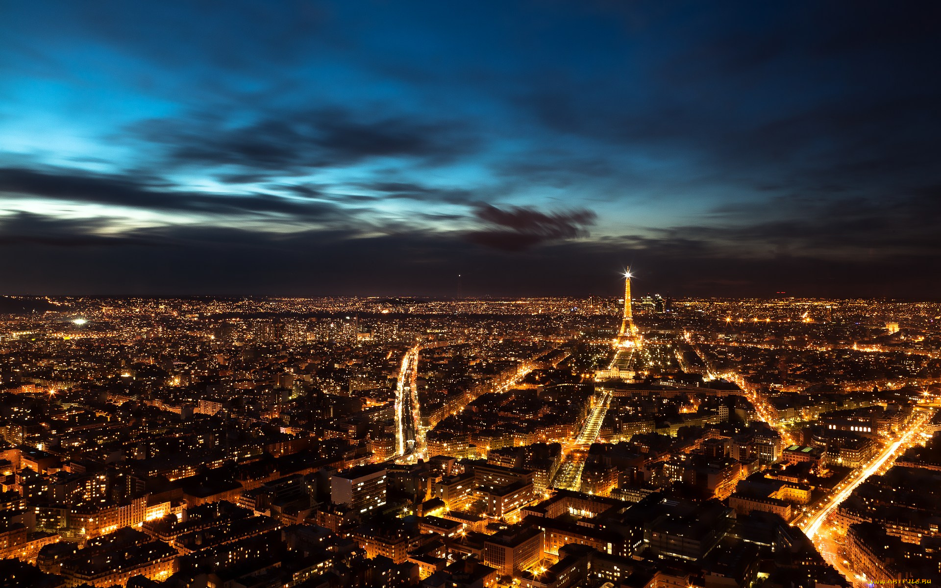 paris, night, sky, города, париж, франция, башня, эйфеля, огни, небо, ночь