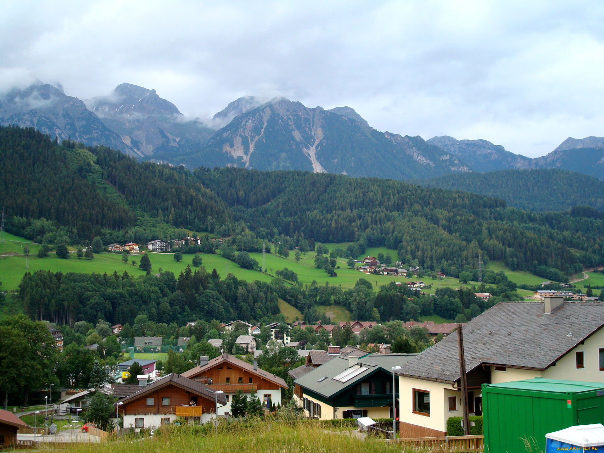 austria, города, пейзажи, горы, дома