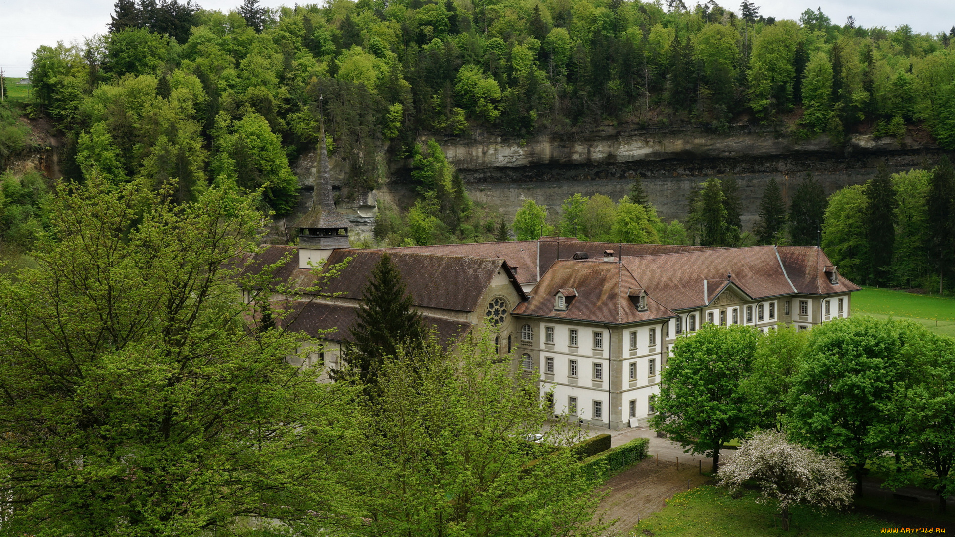 abbaye, hauterive, швейцария, города, католические, соборы, костелы, аббатства, монастырь, ландшафт