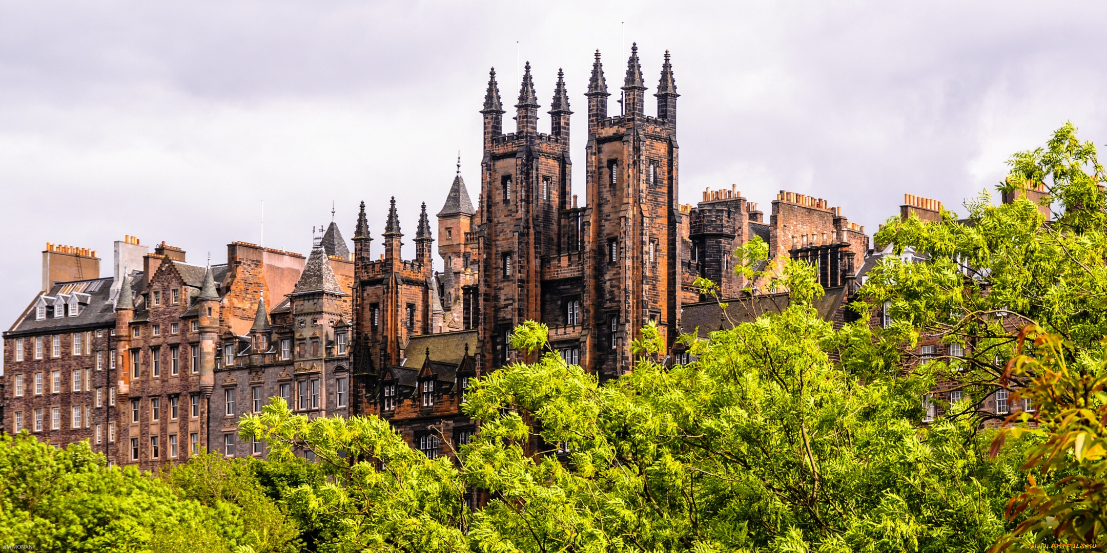 edinburgh, scotland, города, эдинбург, шотландия, деревья, здание