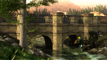 Картинка 3д+графика эльфы+ elves река мост