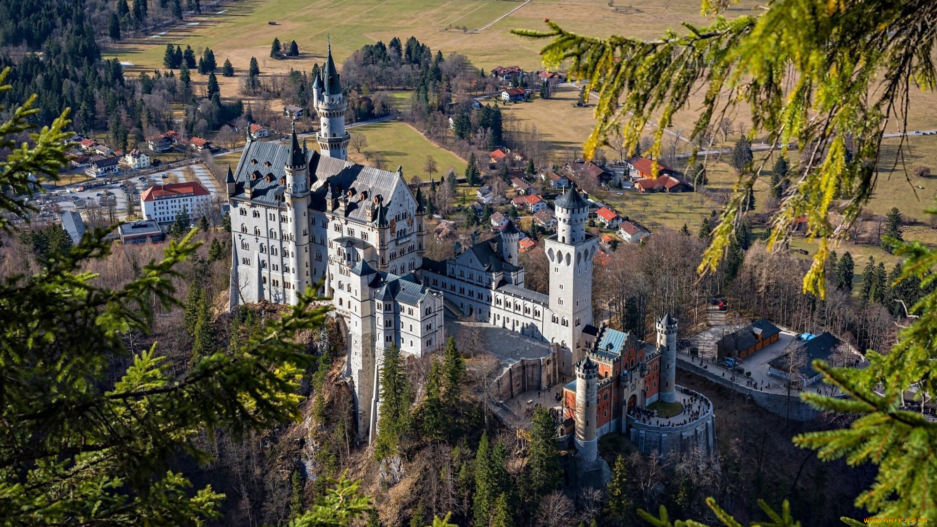 города, замок, нойшванштайн, , германия, neuschwanstein, castle