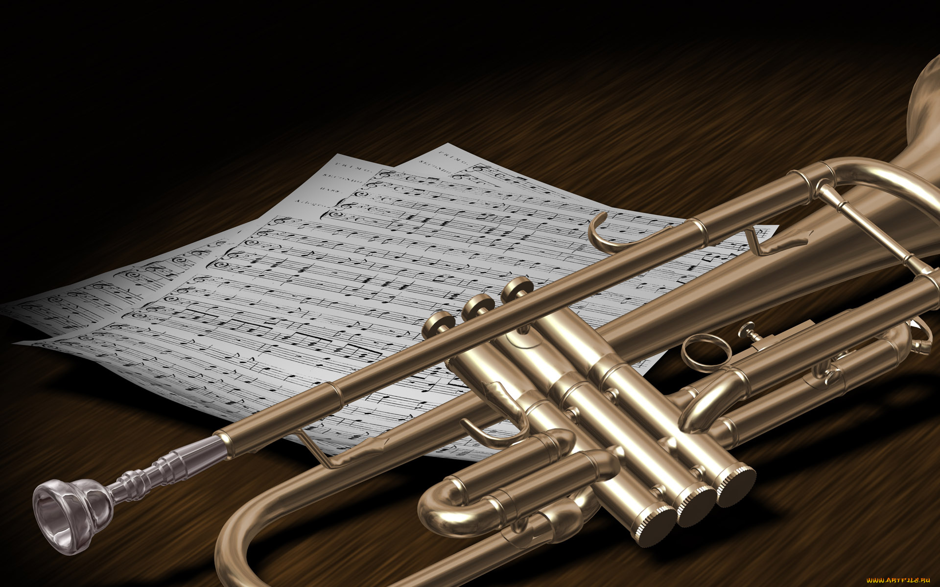 музыка, -музыкальные, инструменты, труба, ноты