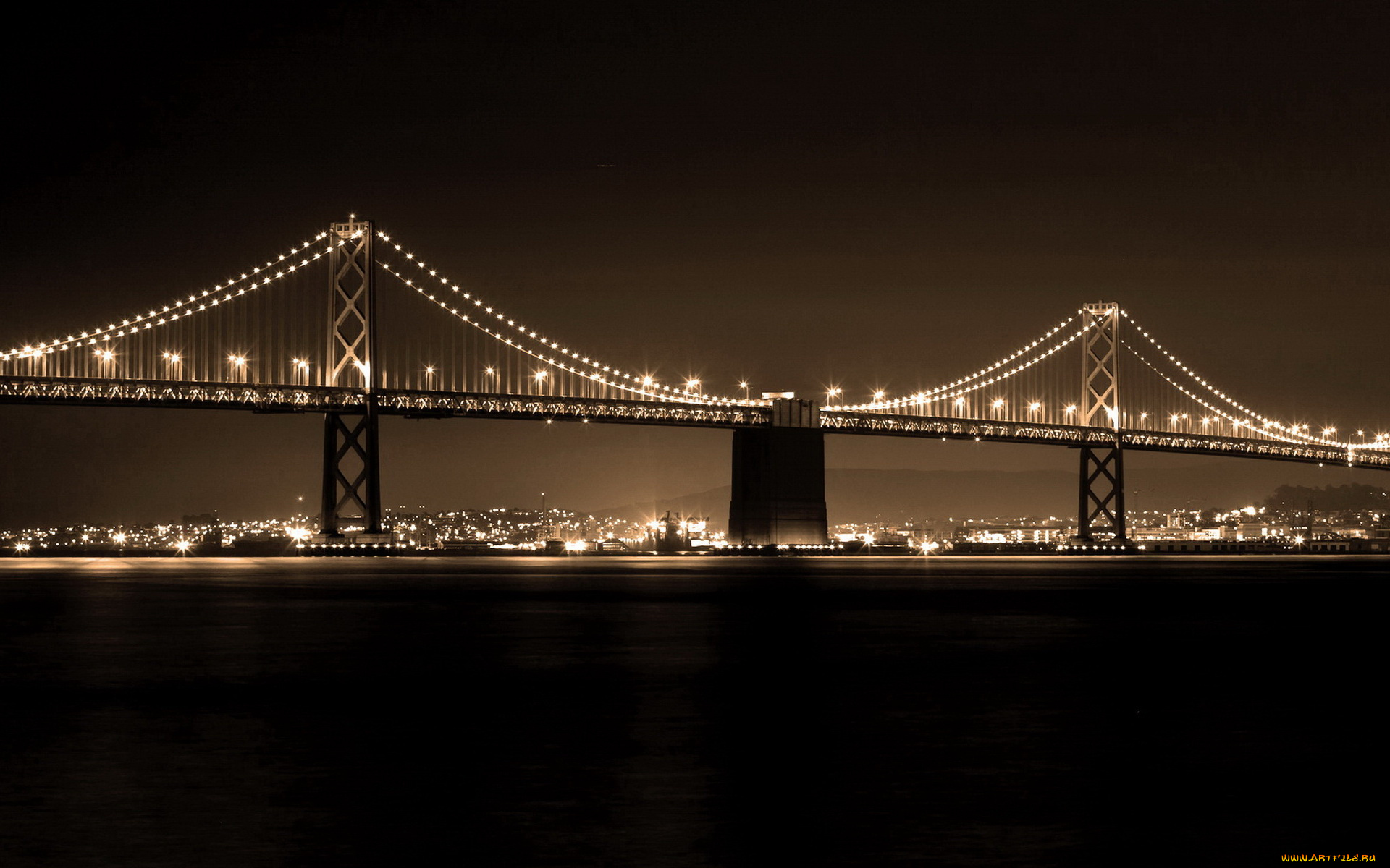 города, мосты, ночь, мост