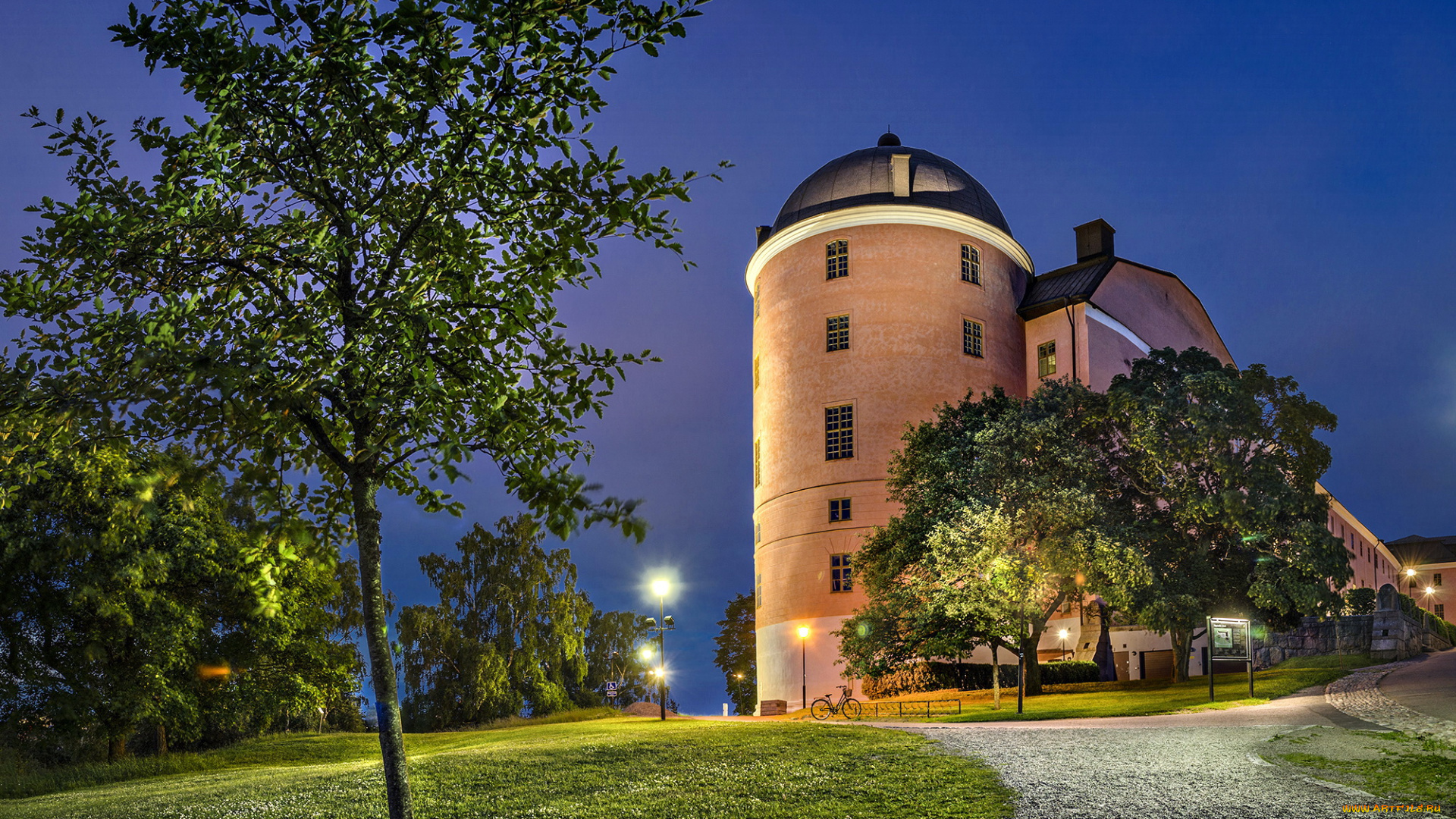 uppsala, castle, швеция, города, -, дворцы, , замки, , крепости, дизайн, castle, замок, uppsala, трава, ночь