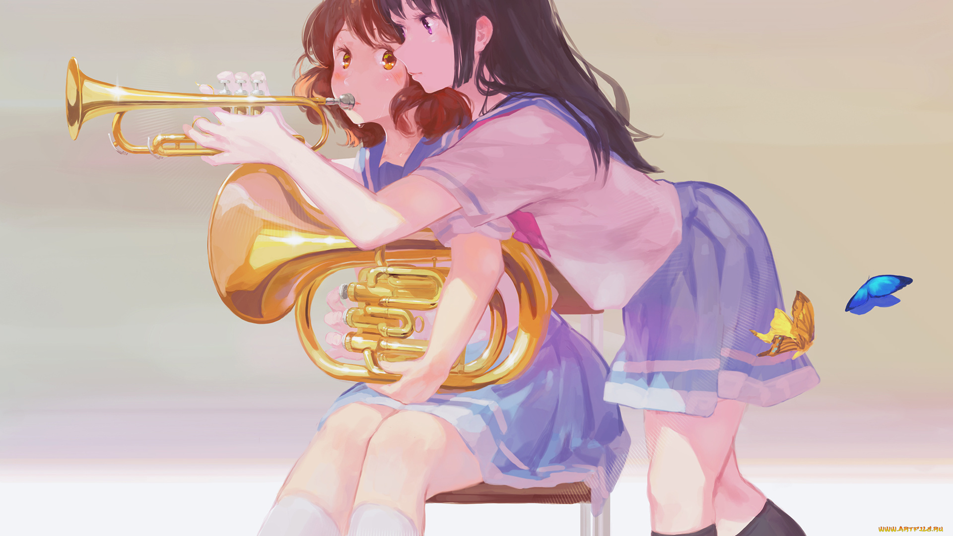 hibike, euphonium, аниме, hibike, euphonium, kousaka, reina, oumae, kumiko, арт, девуки, музыка, jq