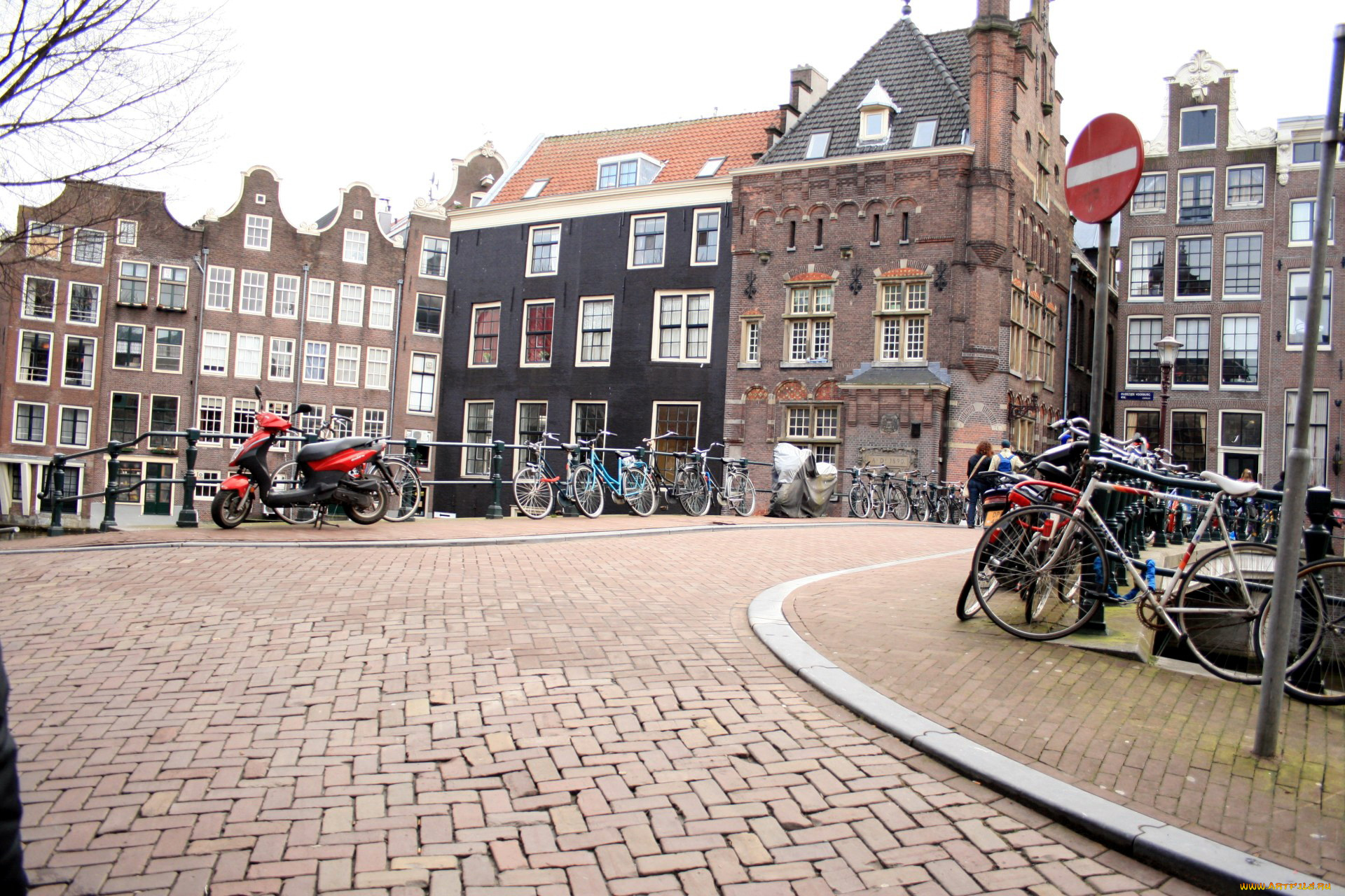 города, амстердам, , нидерланды, велосипеды, улица
