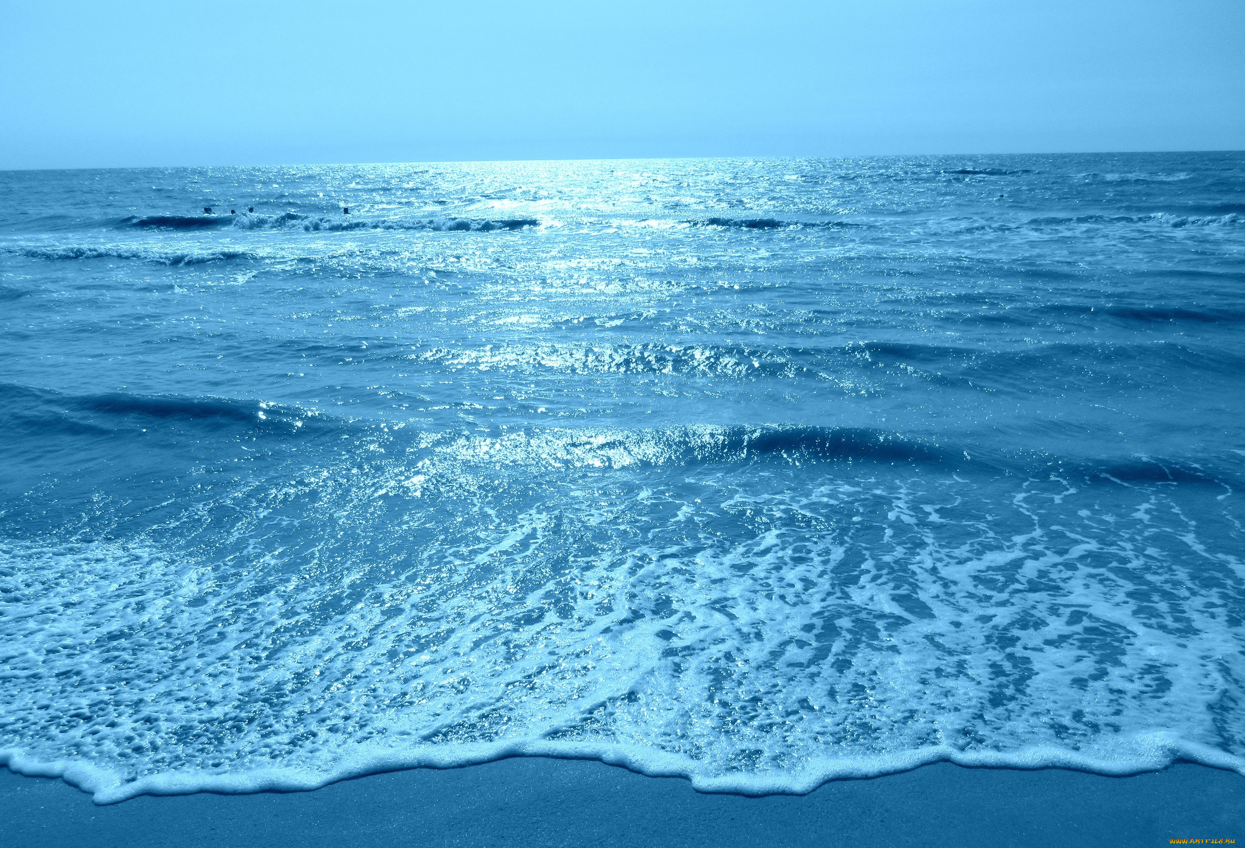 природа, побережье, синий