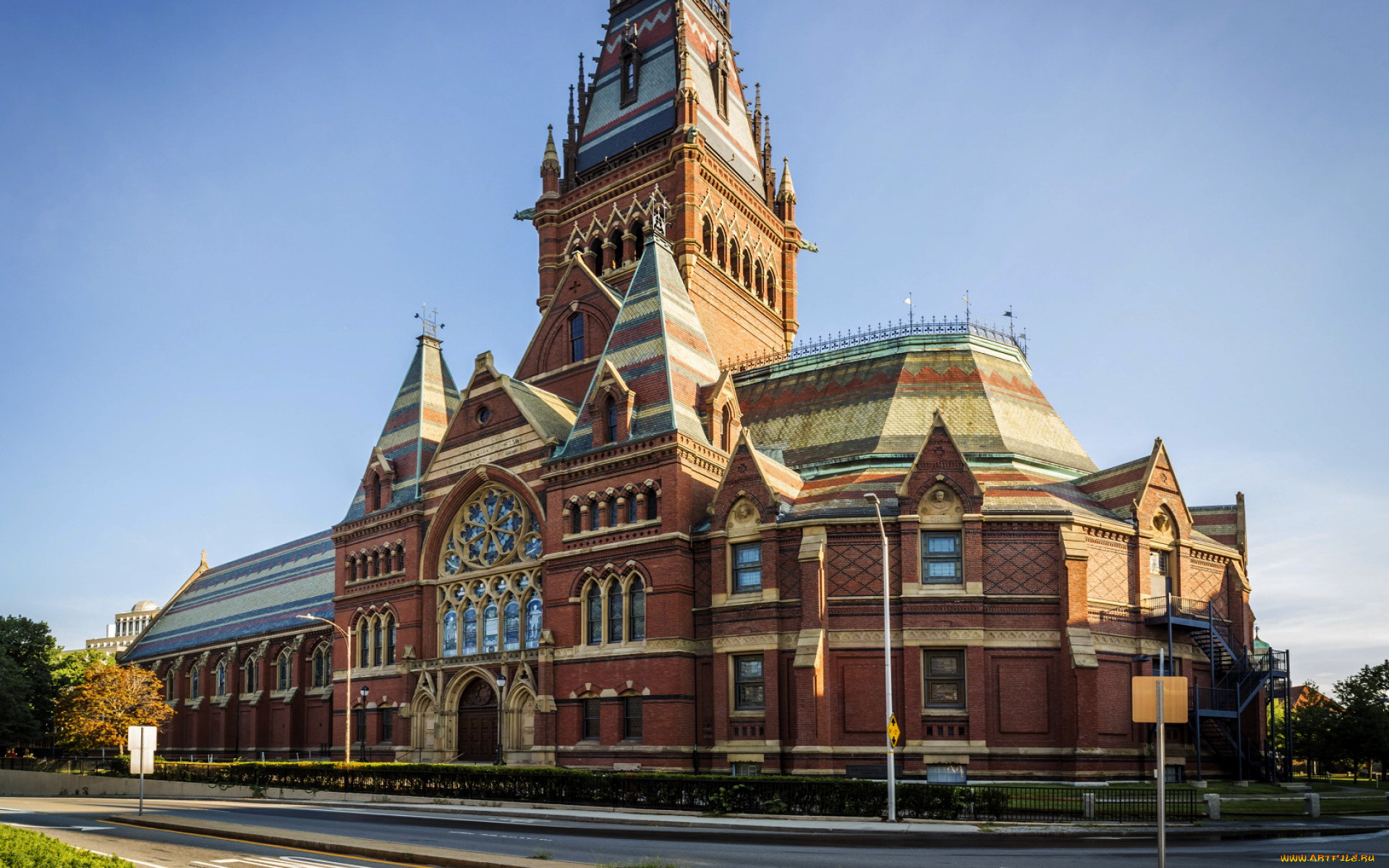 memorial, hall, building, города, бостон, , сша, memorial, hall, building