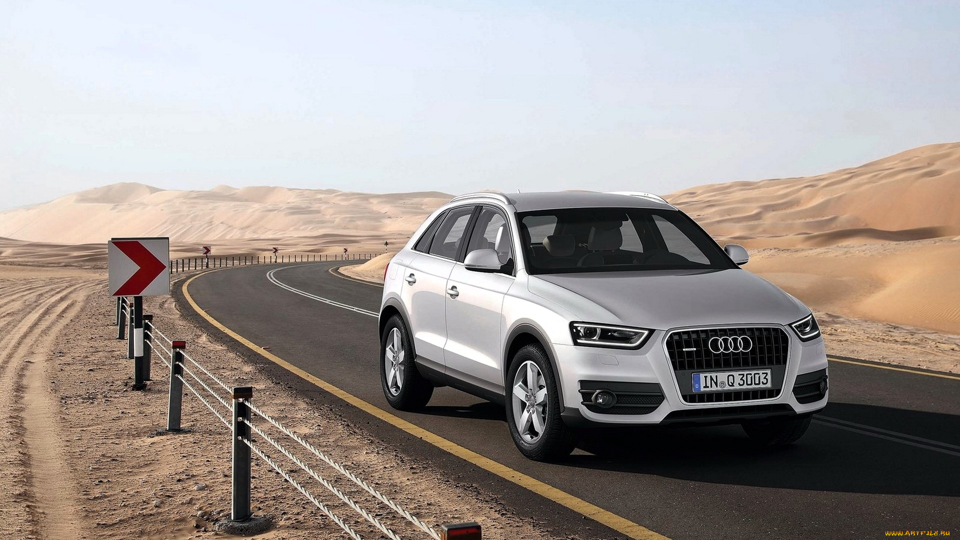 audi, q3, автомобили, audi, белый, пустыня, дорога