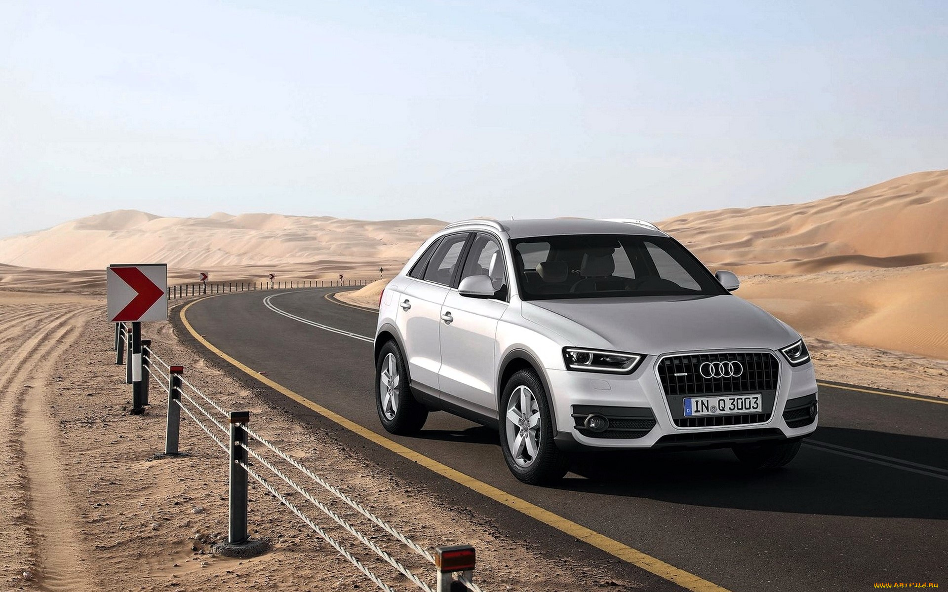 audi, q3, автомобили, audi, белый, пустыня, дорога