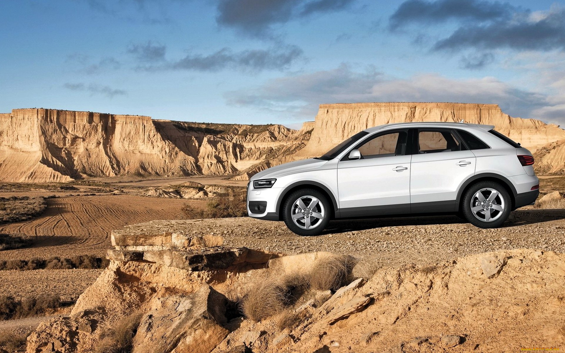 audi, q3, автомобили, audi, белый, скалы, пустыня