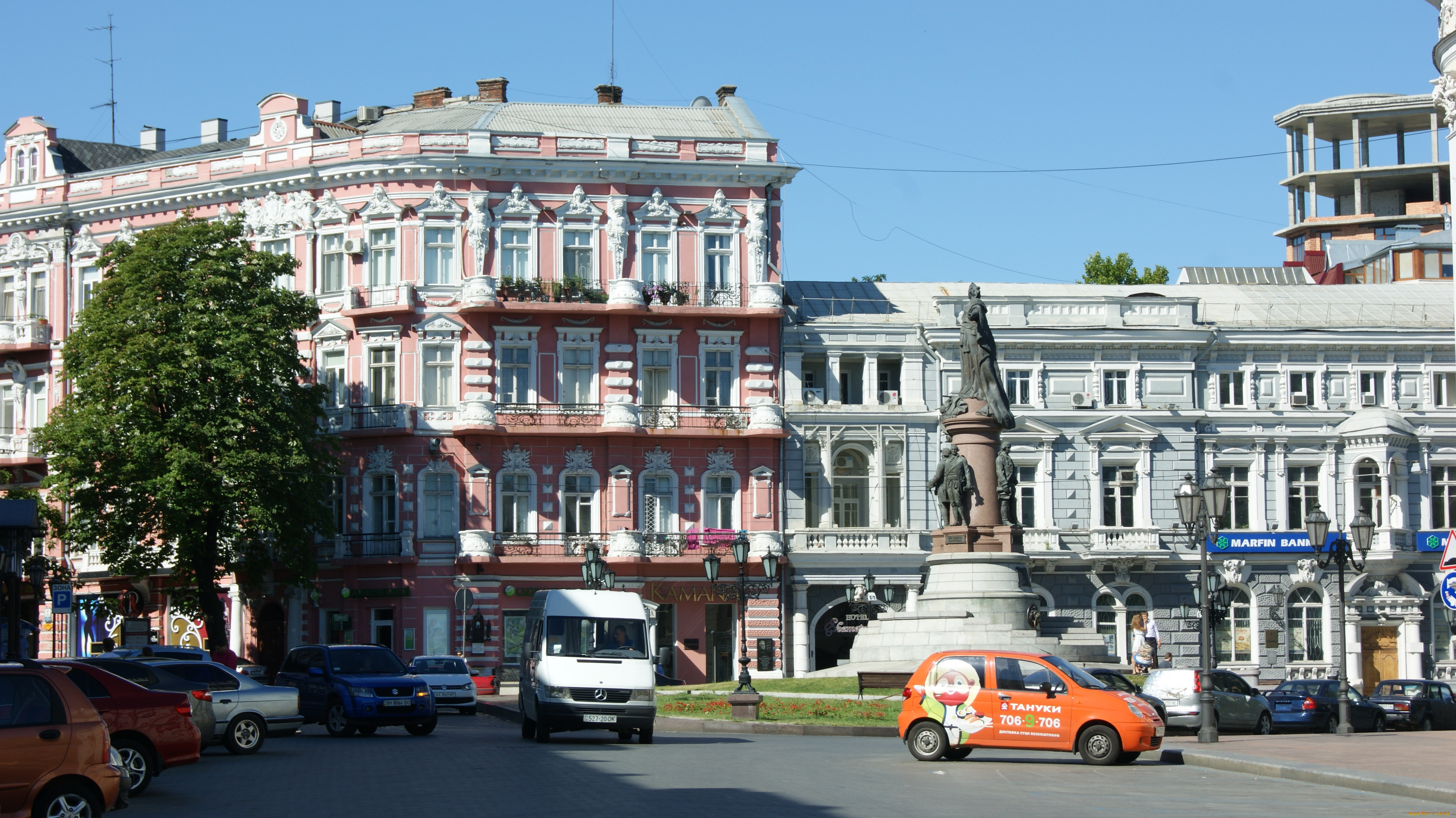 одесса, екатерининская, площадь, города, улицы, площади, набережные, автомобили, памятник, дома