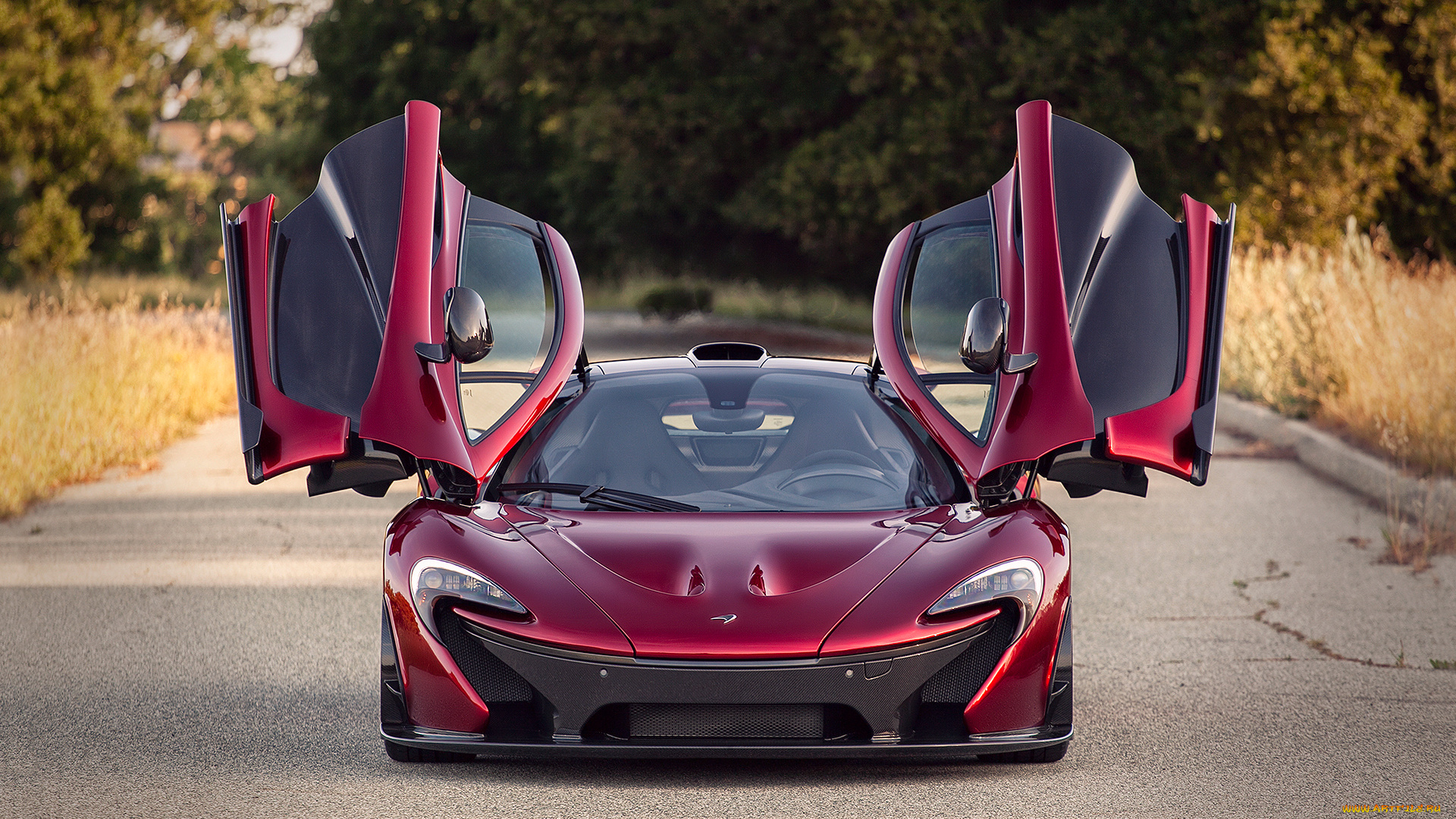 автомобили, mclaren, дорога, вверх, p1, двери