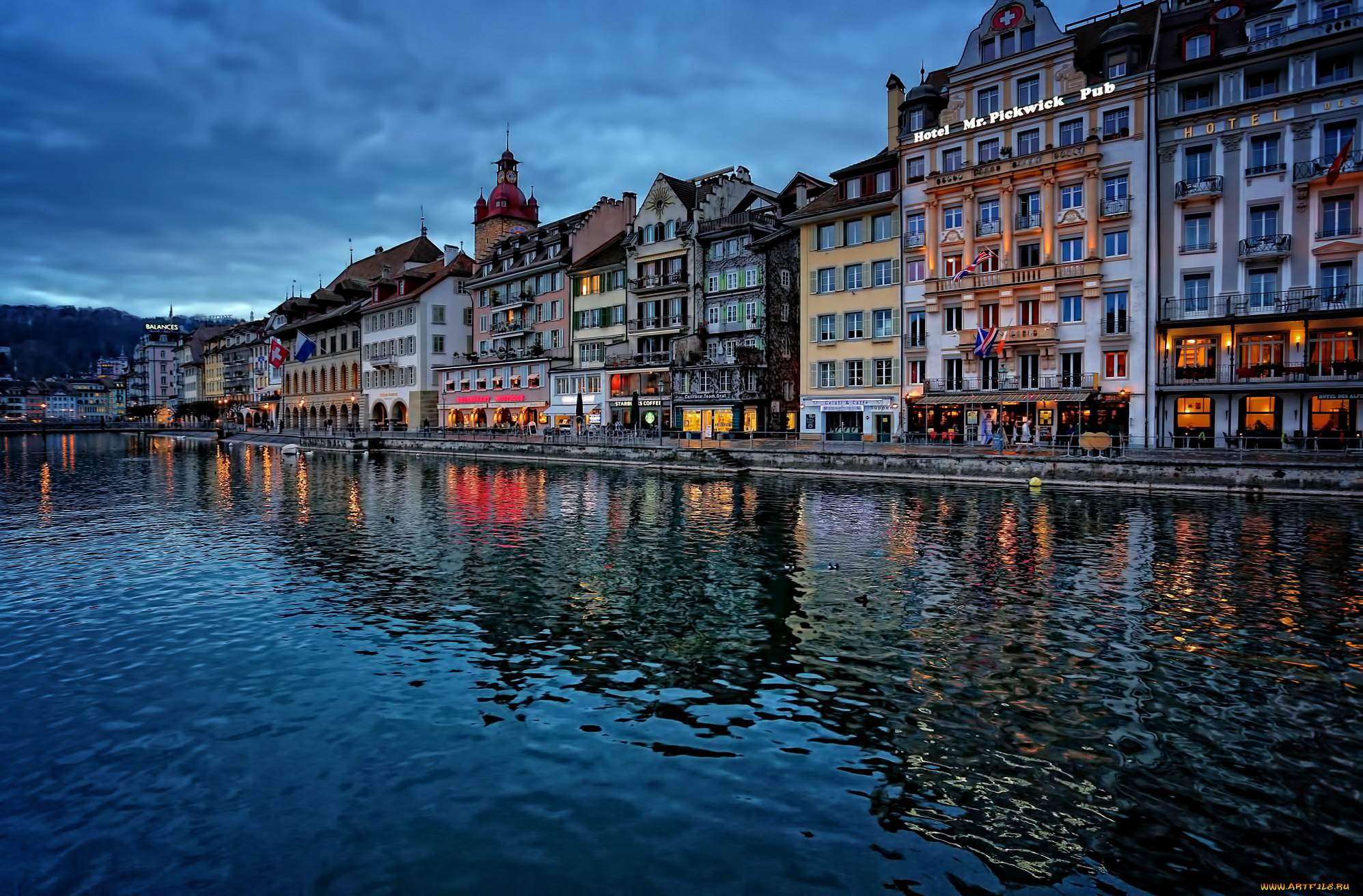 lucerne, , switzerland, города, люцерн, , швейцария, switzerland, здания, река, ройс, набережная, люцерн, reuss, river