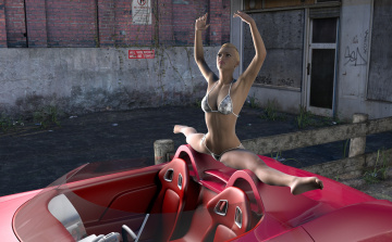 Картинка автомобили 3d+car&girl автомобиль блондинка фон взгляд девушка