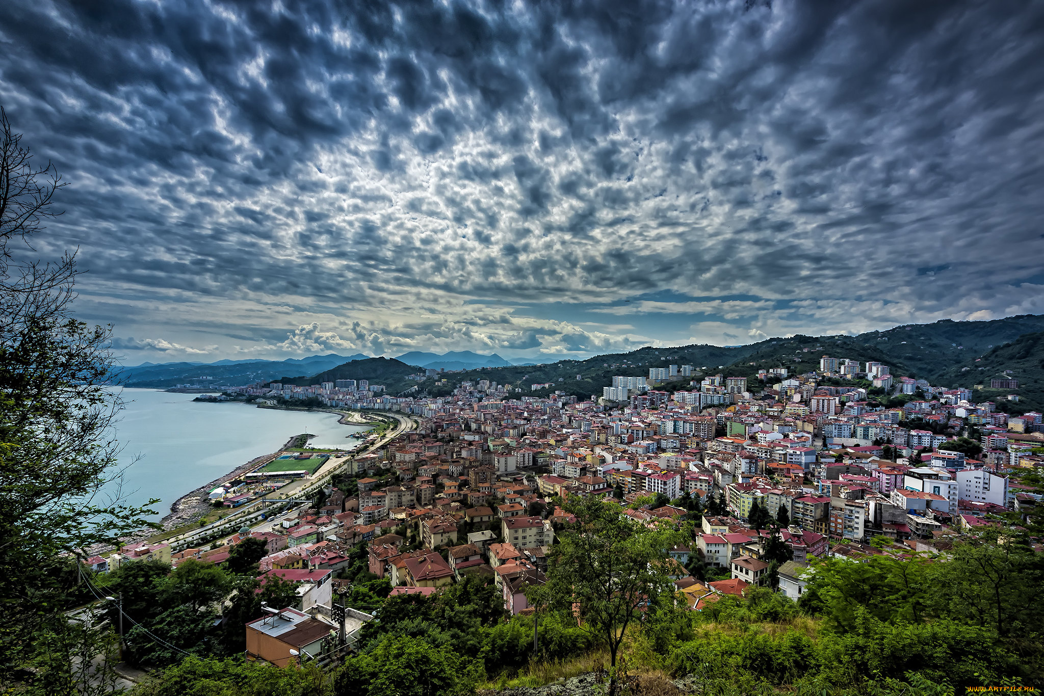 города, -, панорамы, giresun, здания, панорама, турция