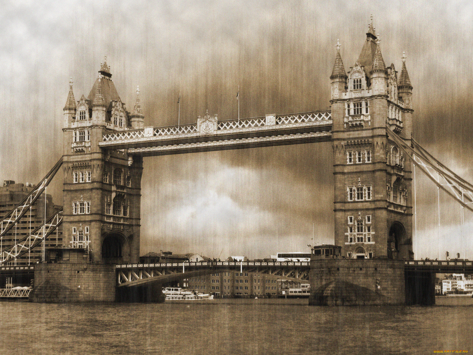 города, лондон, великобритания, река, переход