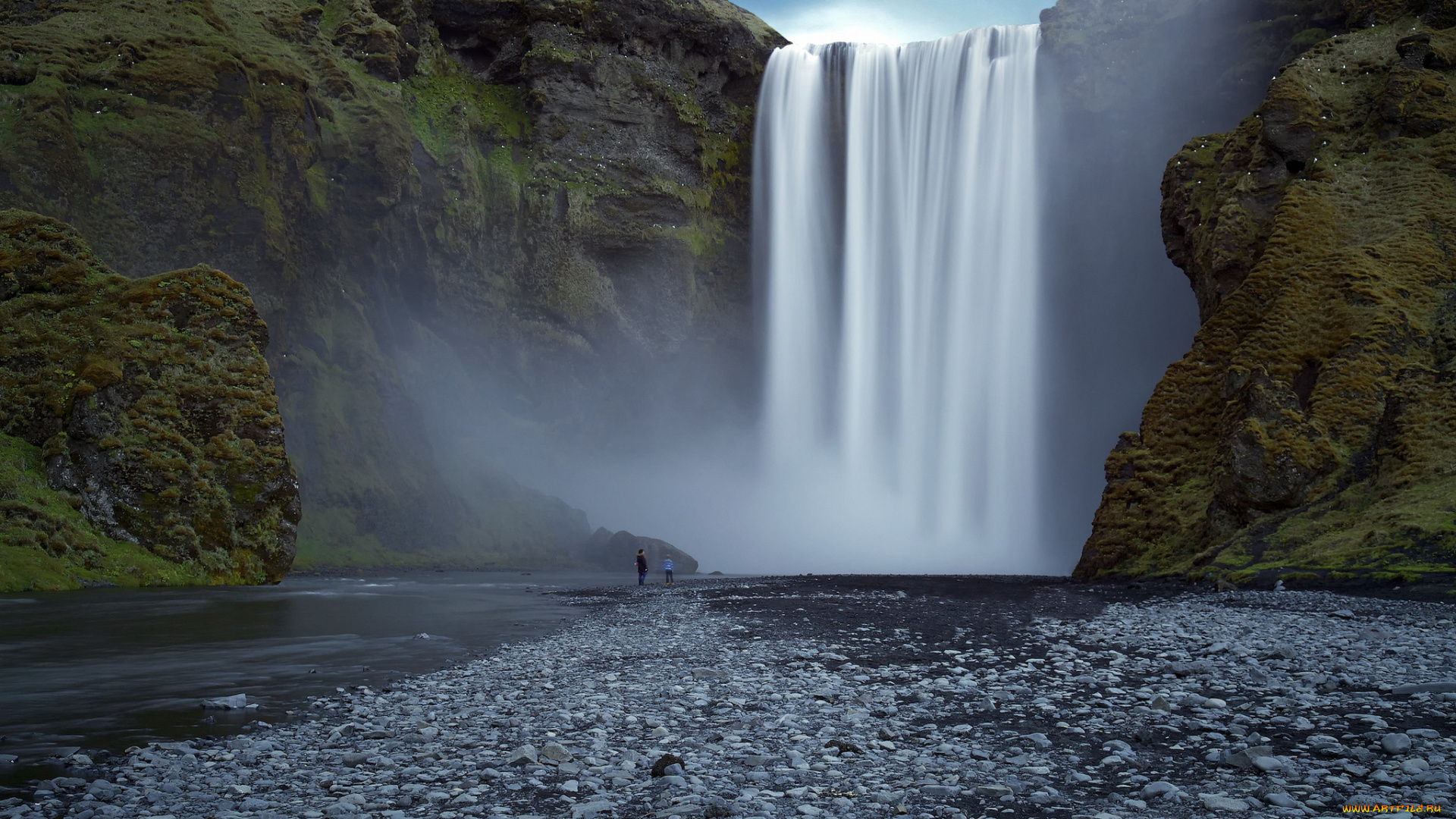 skogafoss, iceland, природа, водопады, исландия, поток, скала