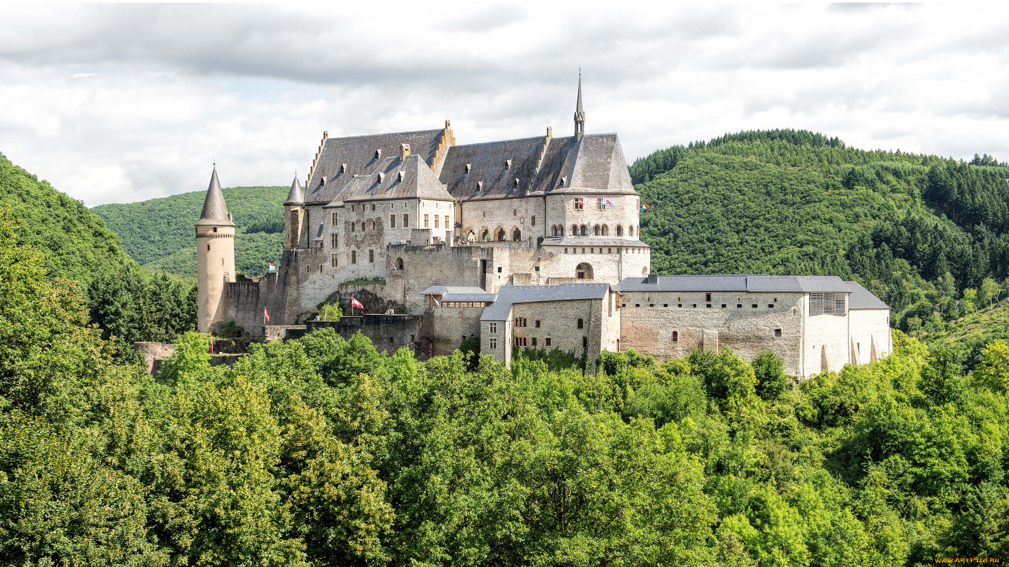 города, -, дворцы, , замки, , крепости, luxembourg, diekirch, замок, vianden, castle, вианден, люксембург, лес