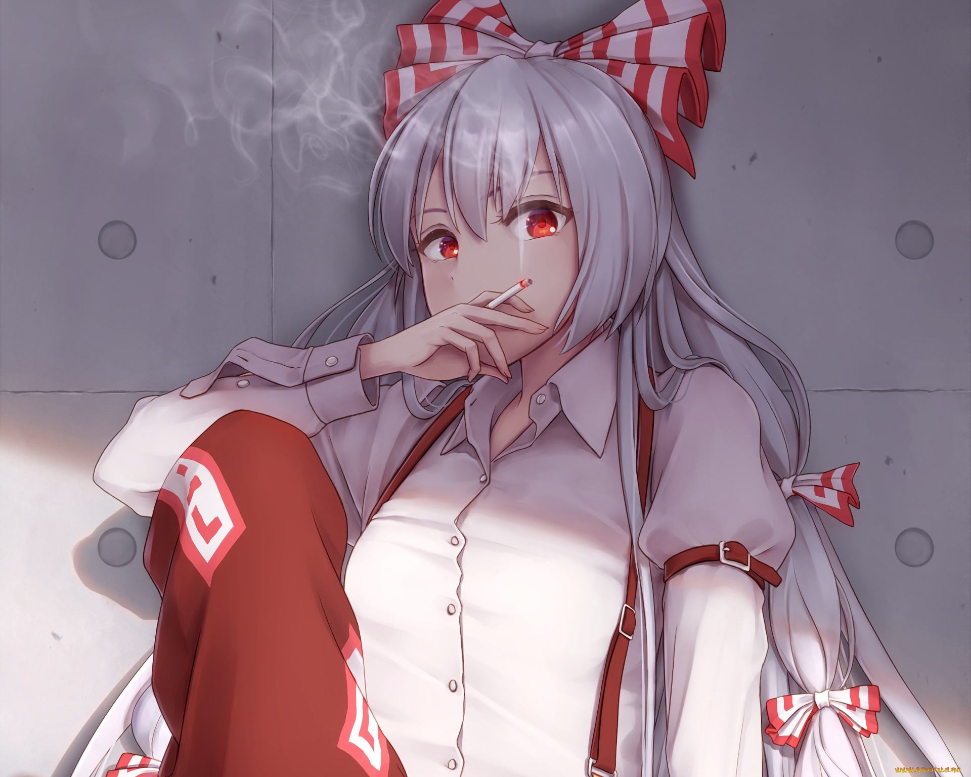 аниме, touhou, эльфийка, взгляд, колдунья, фон