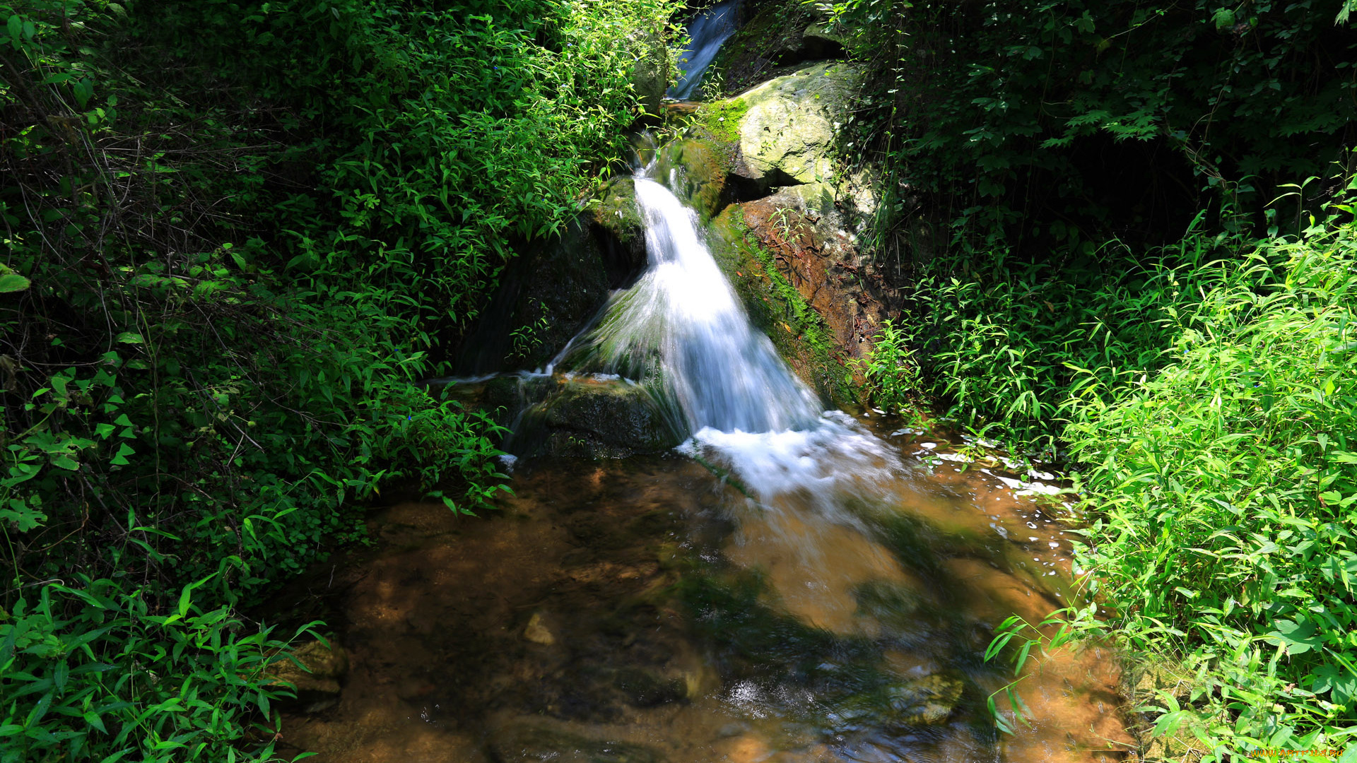 природа, водопады, вода, зелень, камни