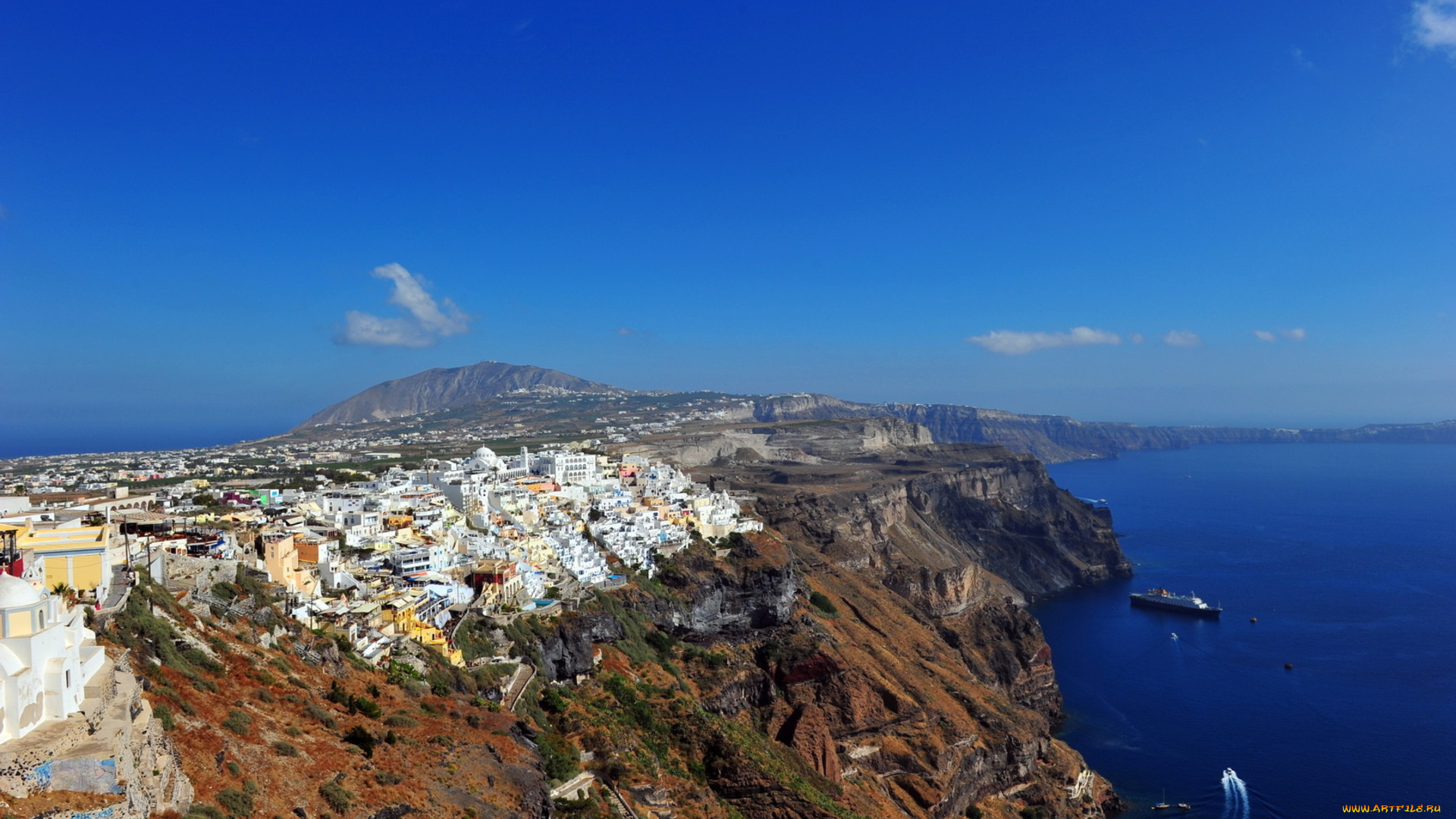 santorini, greece, города, санторини, греция, побережье, город, панорама