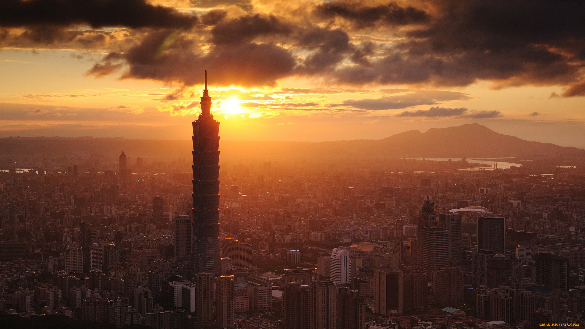 тайвань, города, тайбэй, ночь, панорама, свет