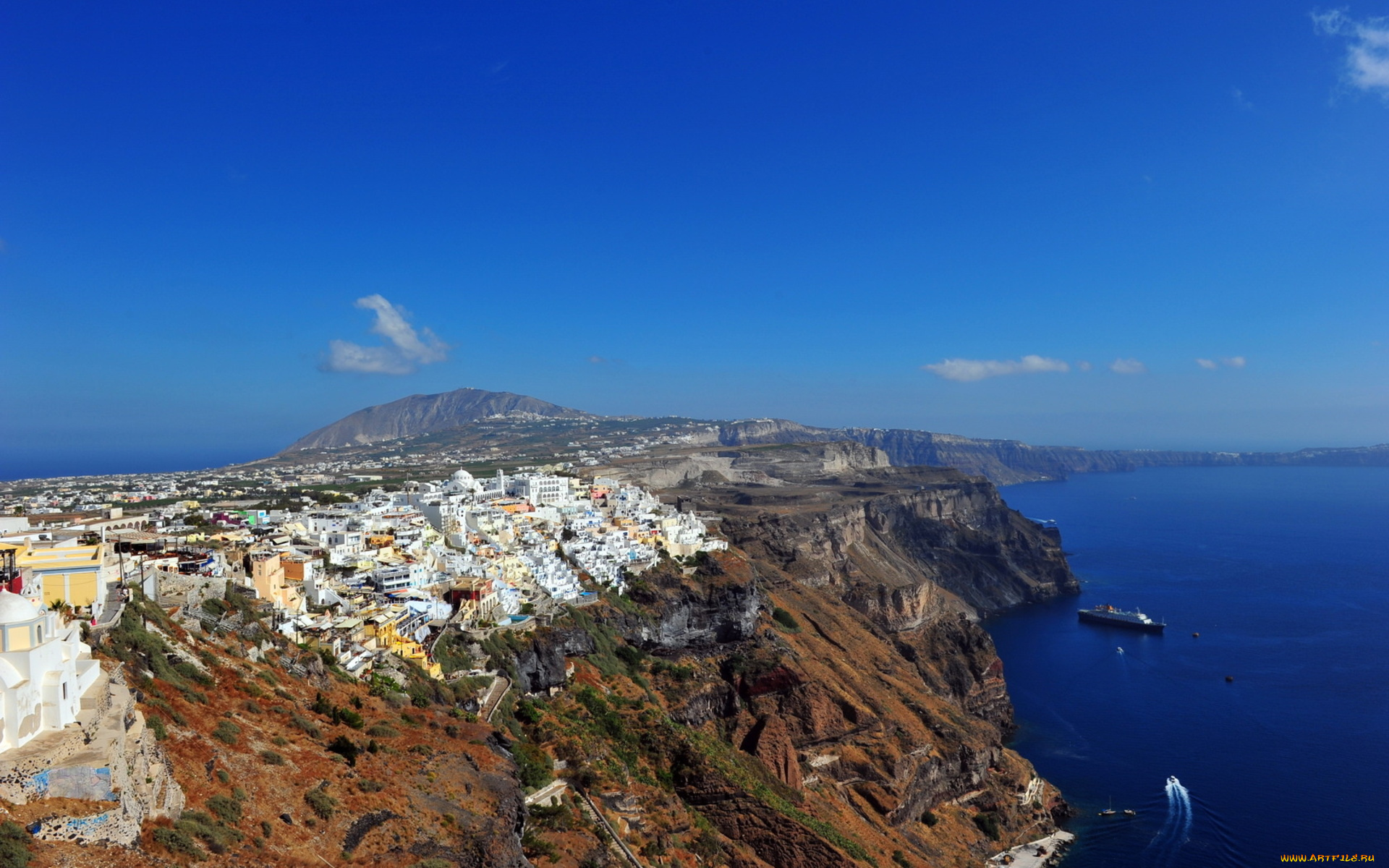 santorini, greece, города, санторини, греция, побережье, город, панорама