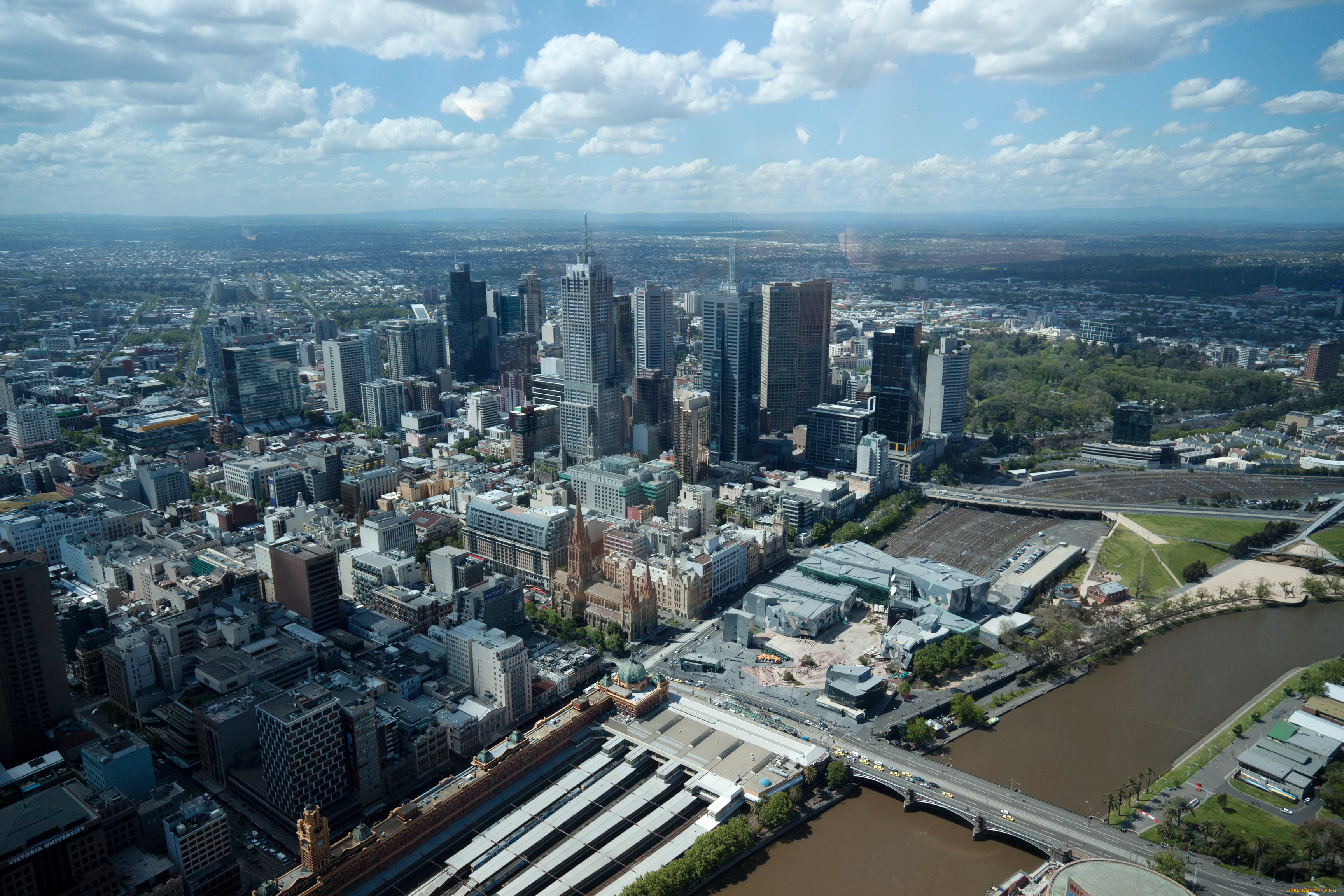 мельбурн, австралия, города, панорамы, панорама, дороги, дома