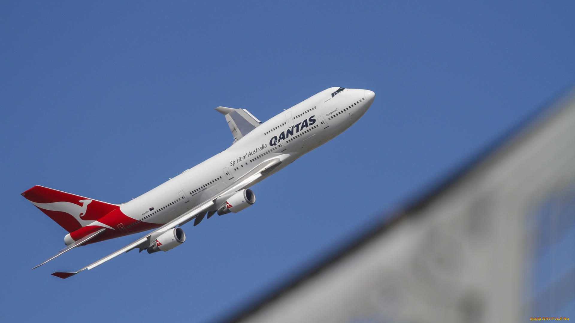 qantas, 747, авиация, пассажирские, самолёты, полет, авиалайнер