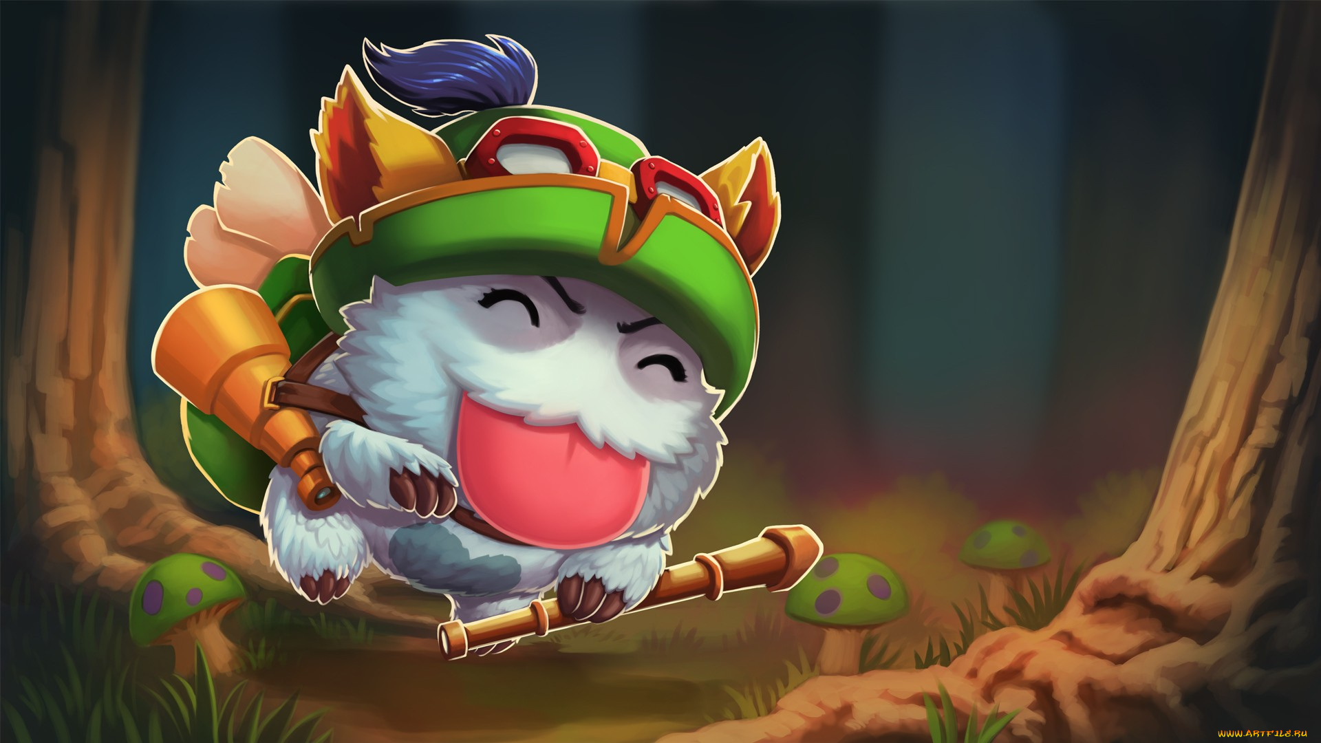 векторная, графика, мультфильмы, , cartoons, teemo, лига, легенд, poro