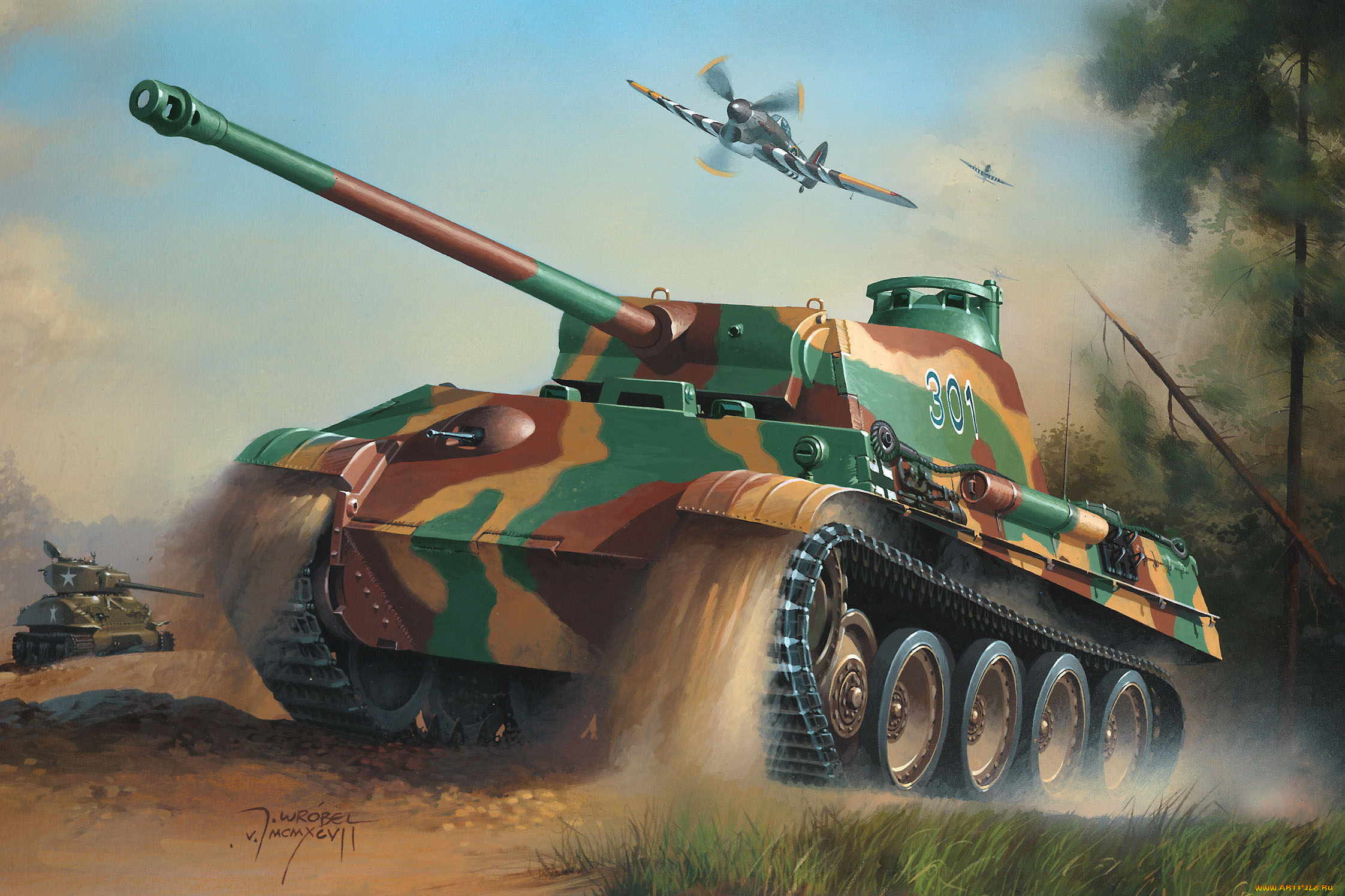 рисованное, армия, art, army, panther, tank, painting, war, drawing, sherman, ww2, hawker, tempest, geman, panzer