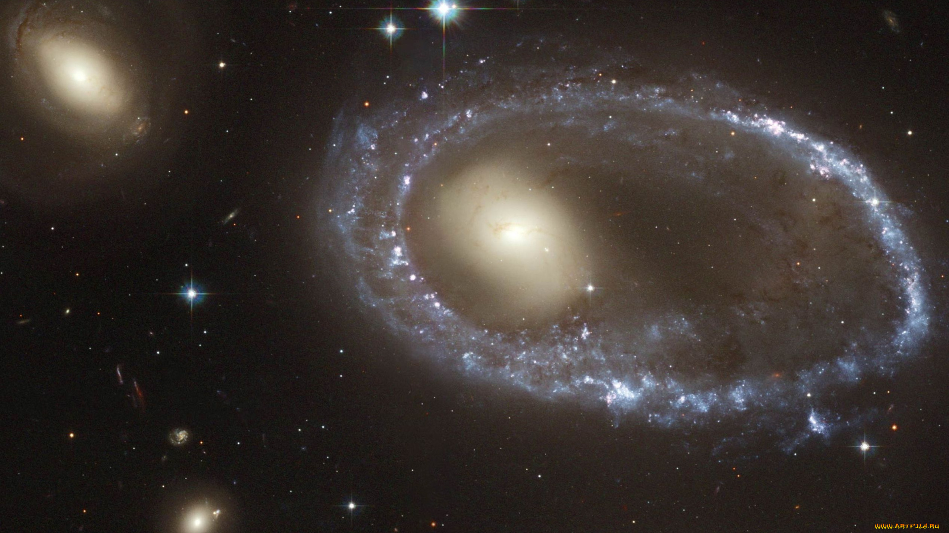 кольцеобразная, галактика, am, 0644, 741, космос, галактики, туманности