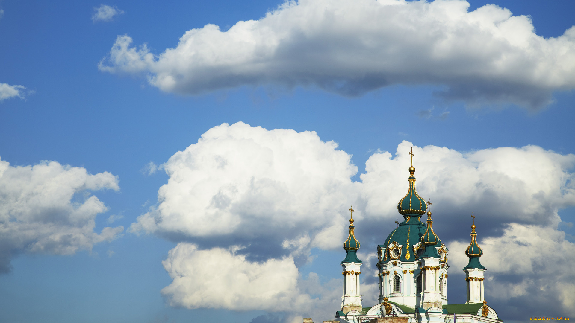 города, киев, украина, купола, облака