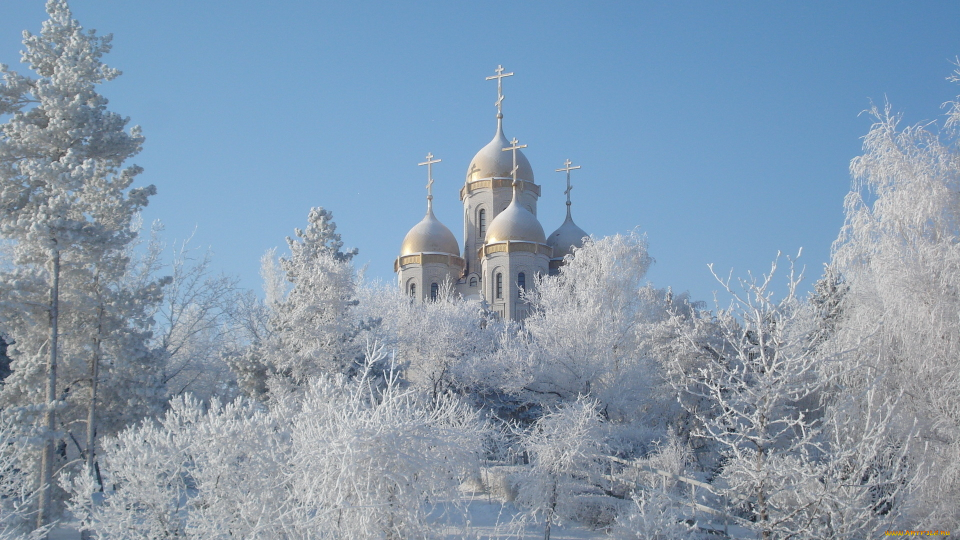 города, православные, церкви, монастыри, зима, иней, деревья