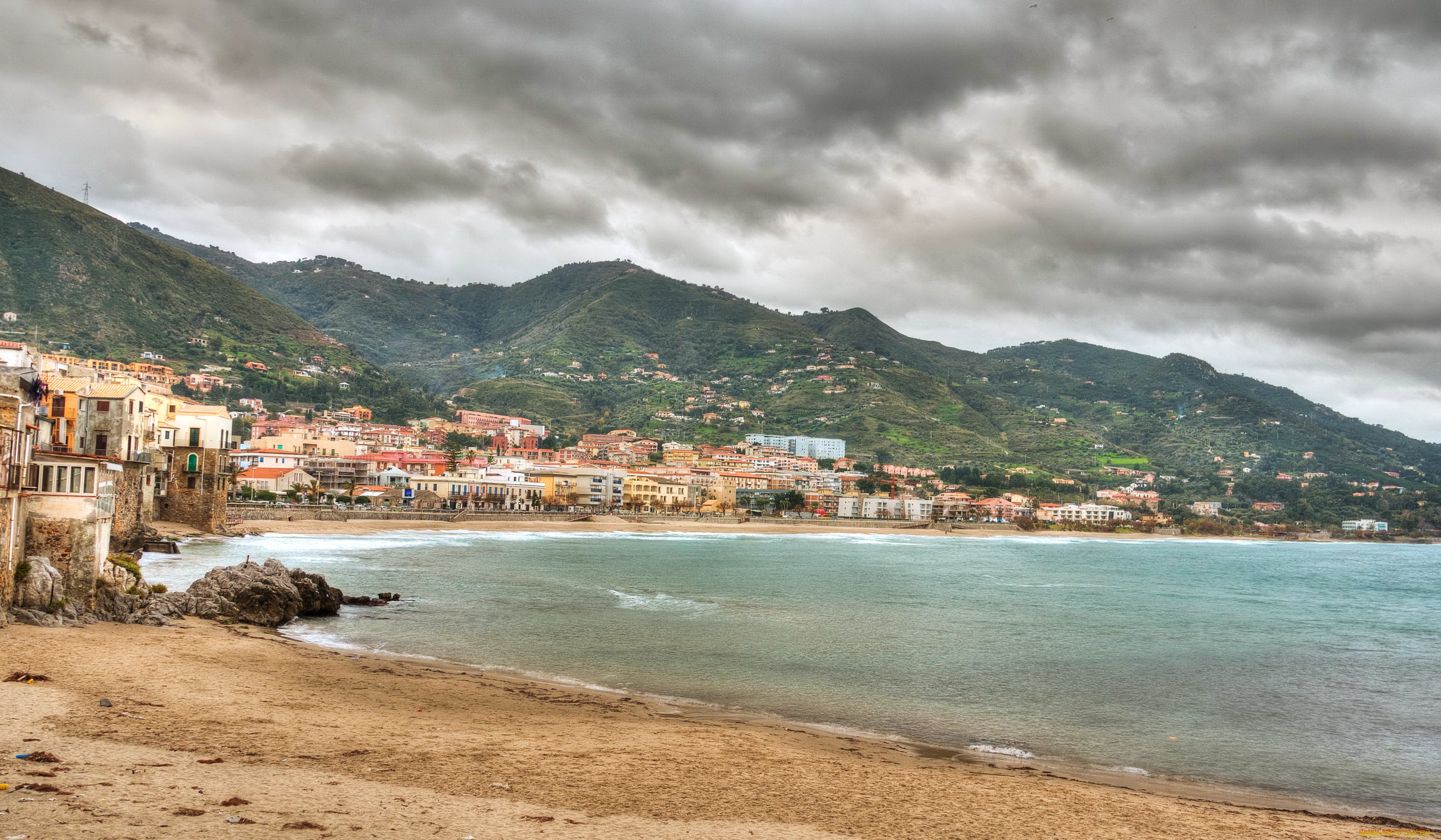 cefalu, италия, города, амальфийское, лигурийское, побережье, дома, море