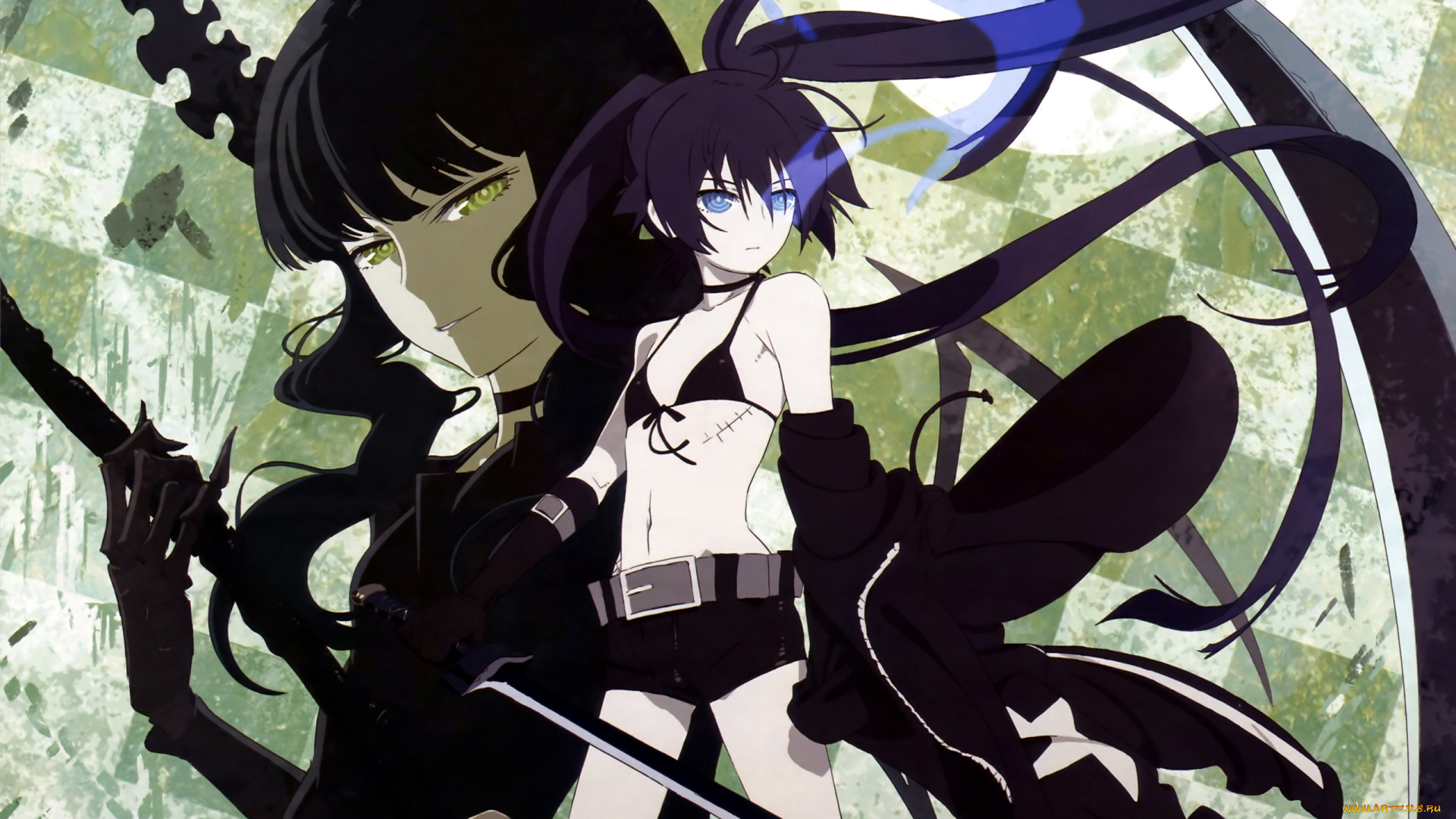 аниме, black, rock, shooter, kuroi, mato, девушка, оружие, арт, takanashi, yomi, black, rock, shooter