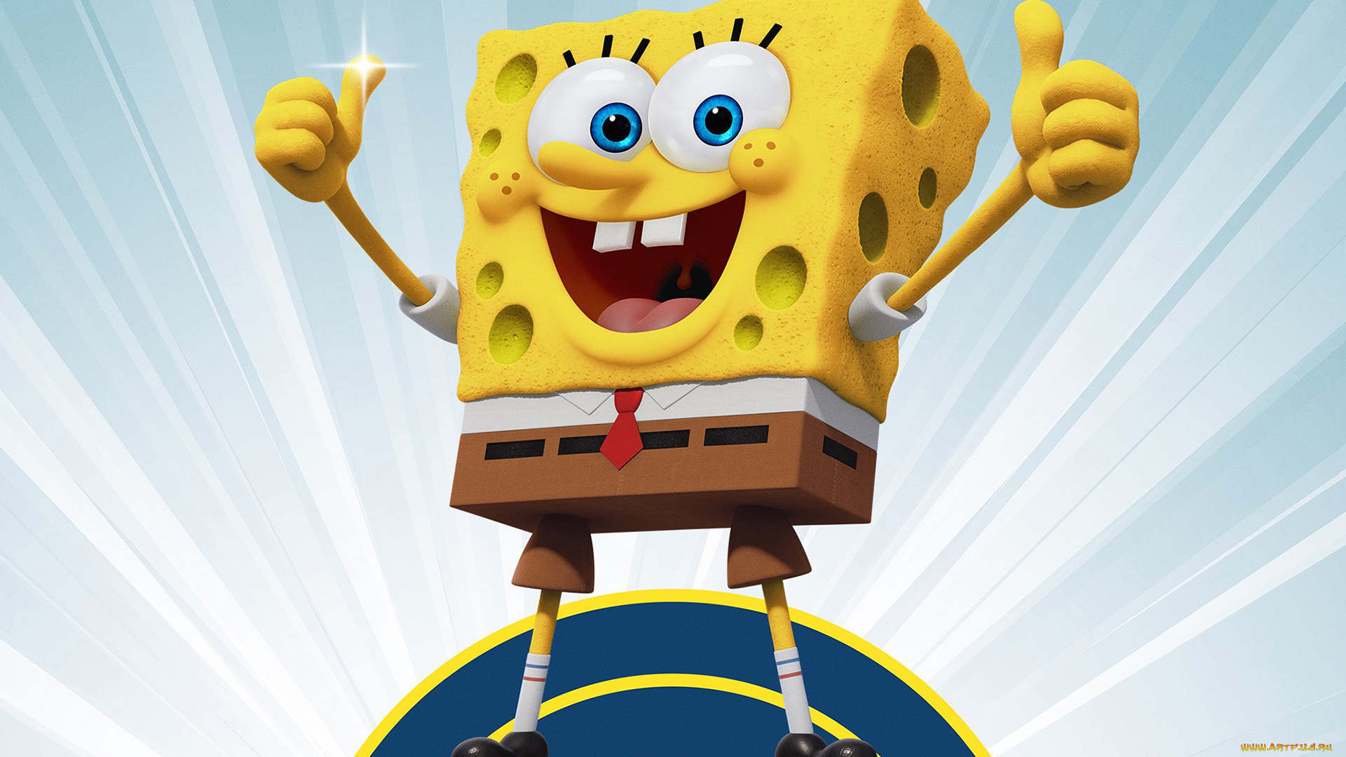 мультфильмы, spongebob, squarepants, радость, жест, фон, желтый