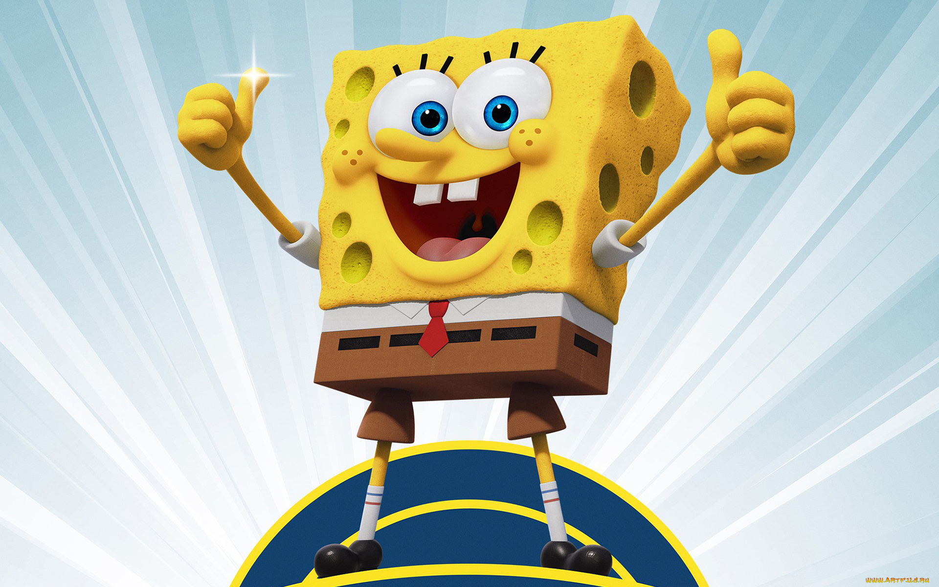 мультфильмы, spongebob, squarepants, радость, жест, фон, желтый