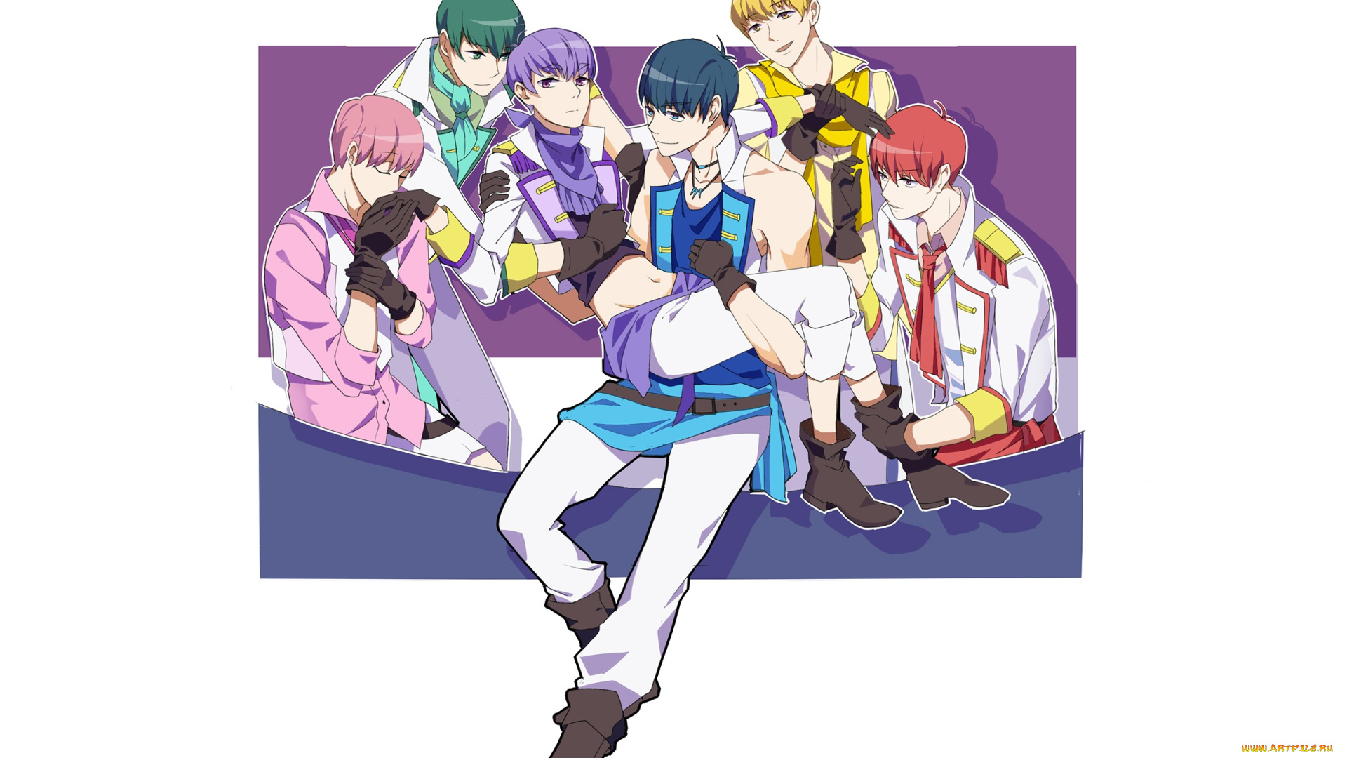 аниме, osomatsu-san, парни