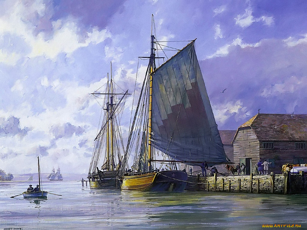 geoff, hunt, lymington, quay, circa, 1790, корабли, рисованные