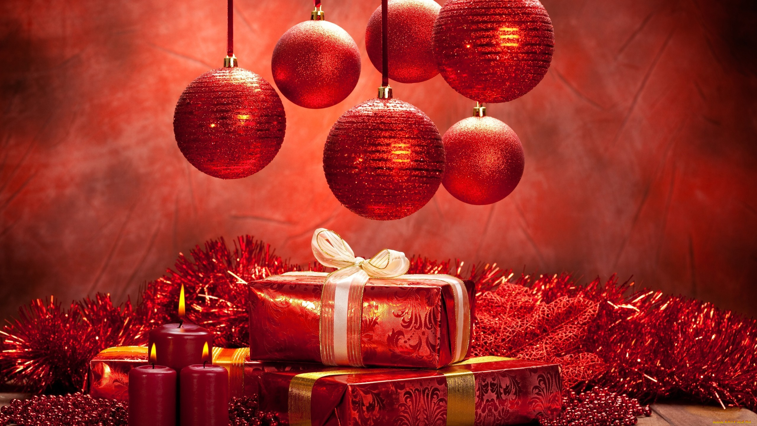 праздничные, разное, новый, год, подарки, коробочки, свечи, шарики