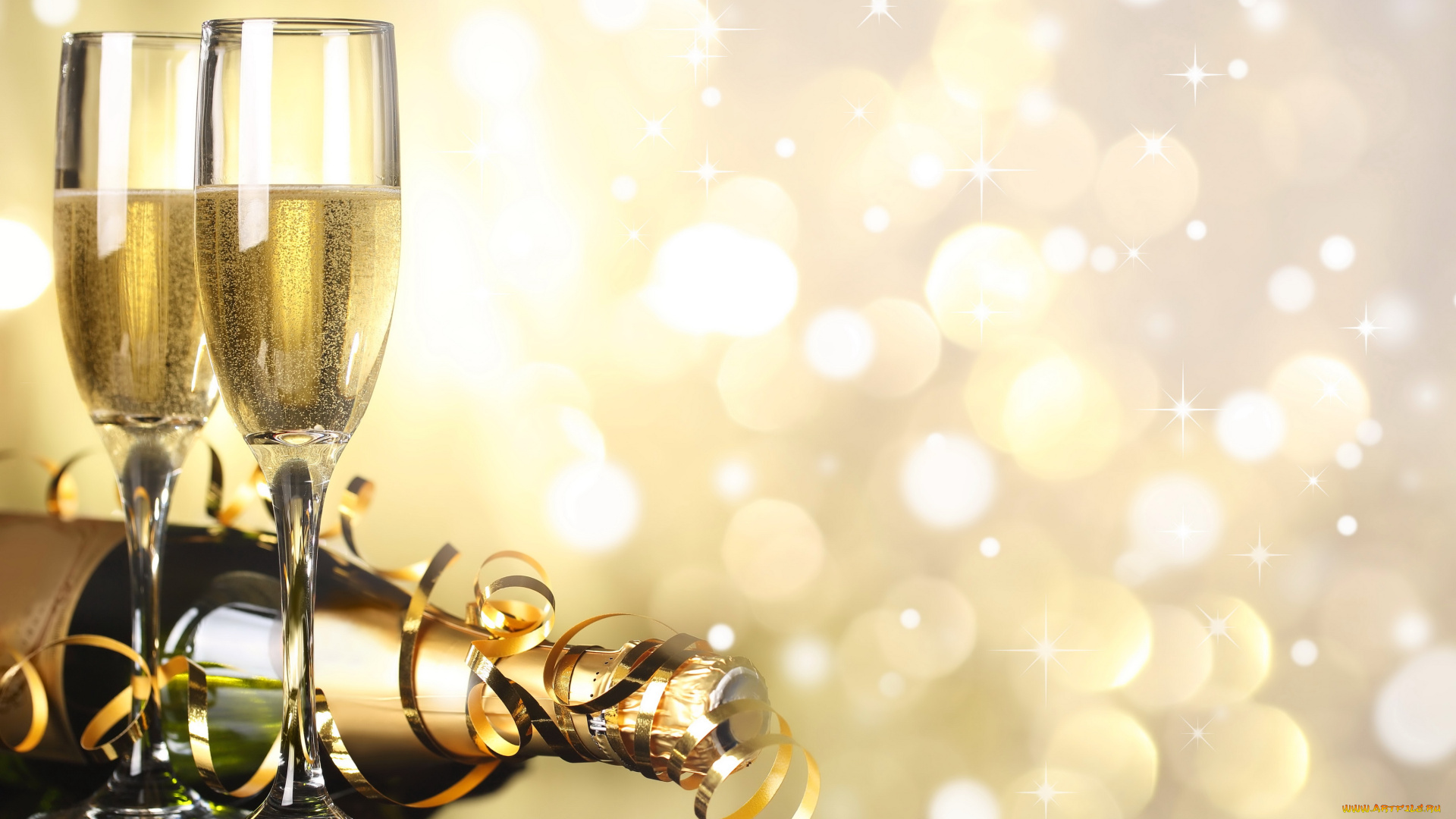 праздничные, угощения, новый, год, шампанское, бокалы