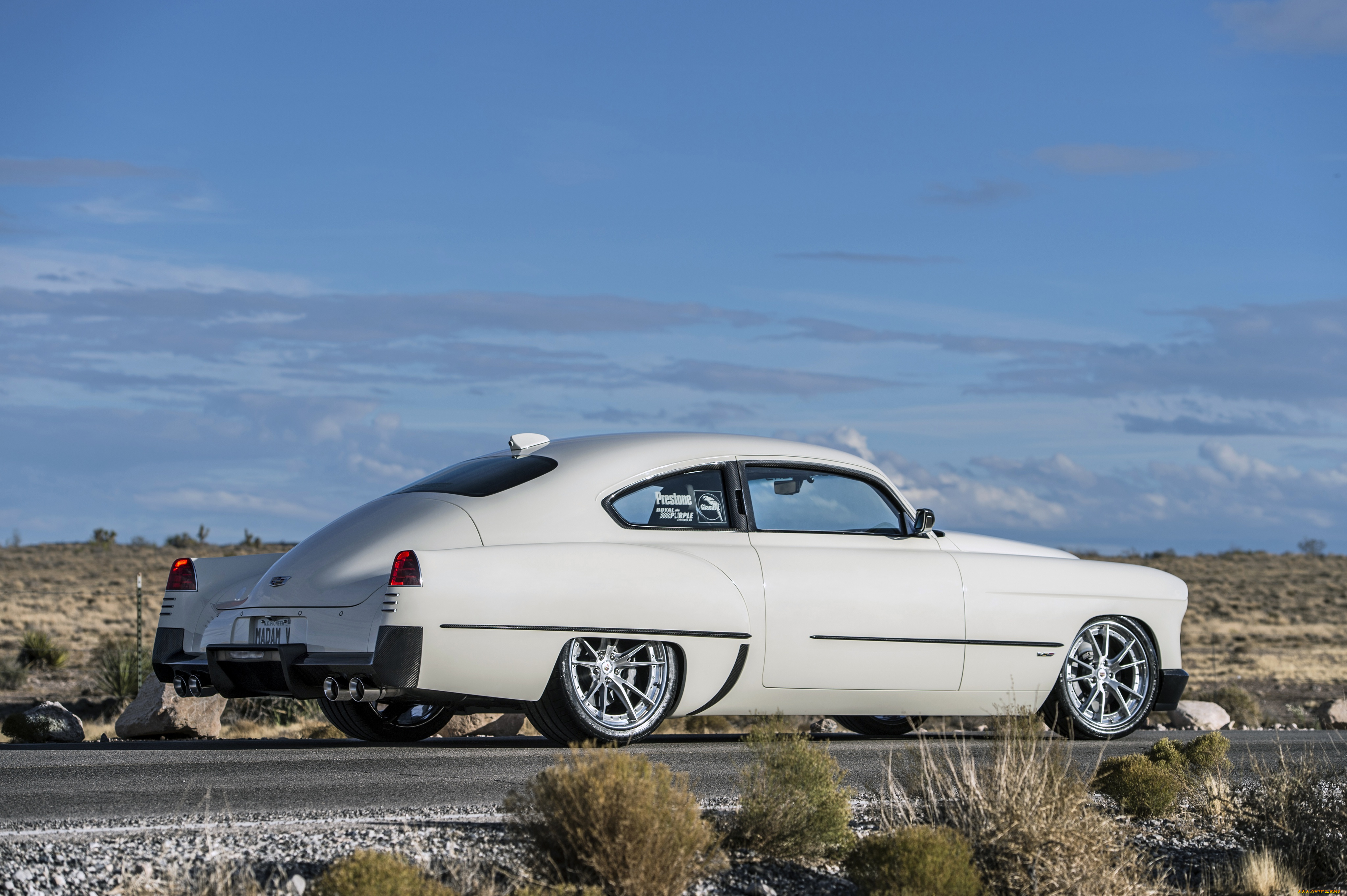 автомобили, cadillac, white, side, 1948, rear, ringbrothers, madam, v